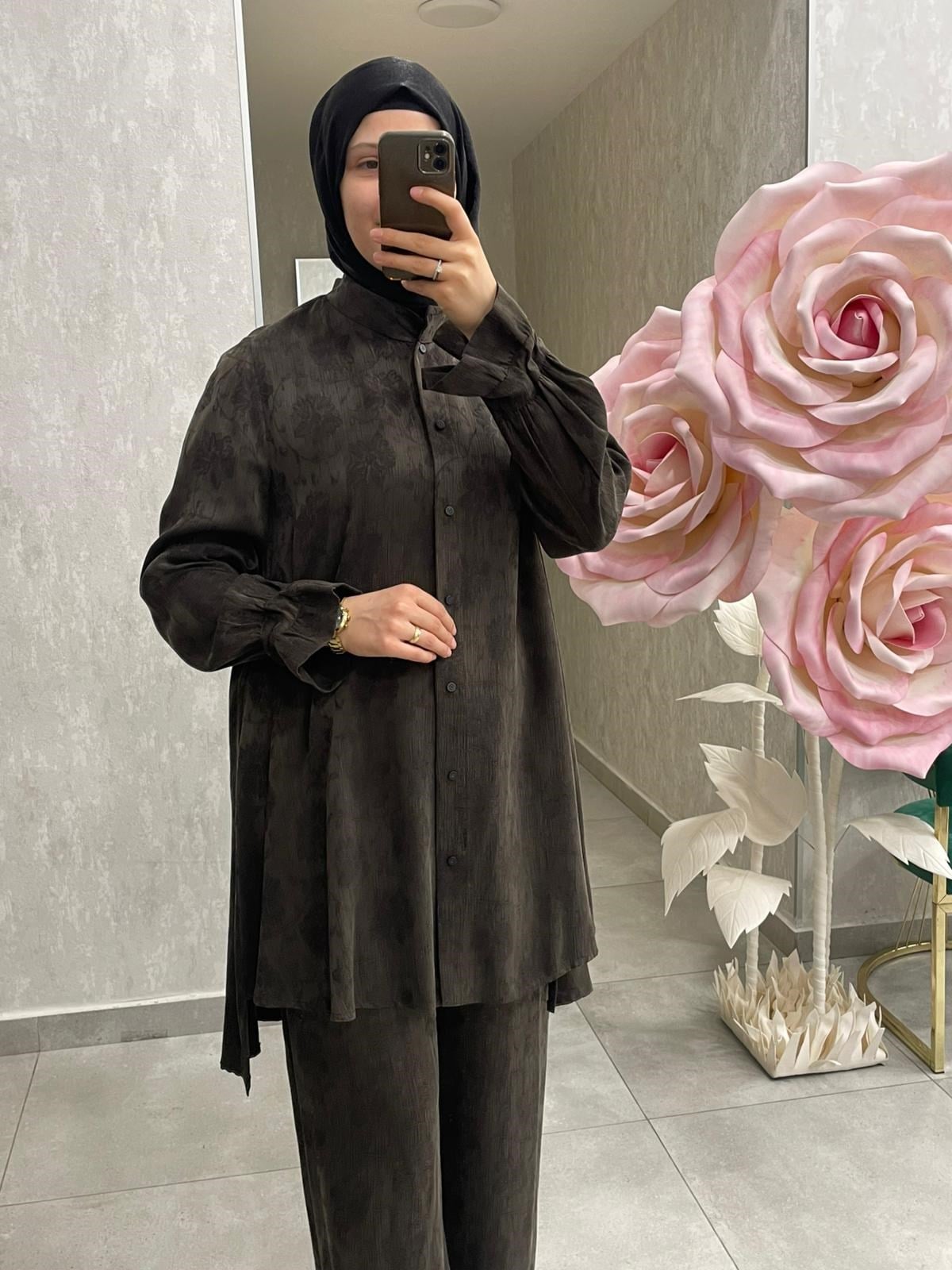 MissWhence Desenli Kumaş Pantolonlu Takım 
