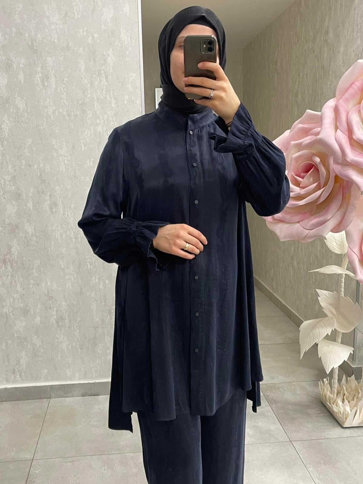MissWhence Desenli Kumaş Pantolonlu Takım 
