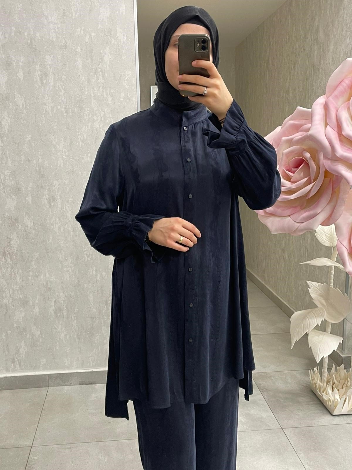 MissWhence Desenli Kumaş Pantolonlu Takım 