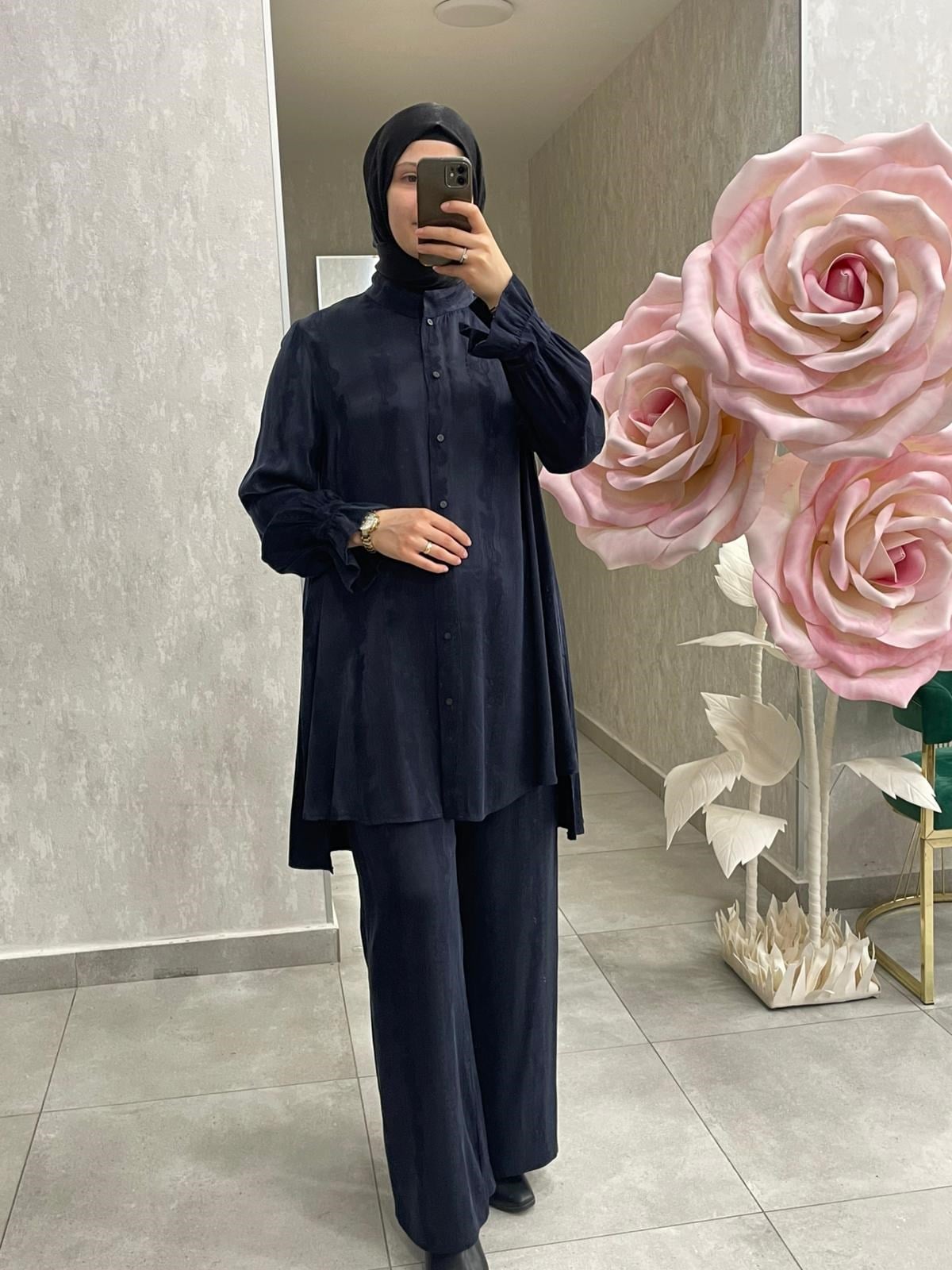 MissWhence Desenli Kumaş Pantolonlu Takım 