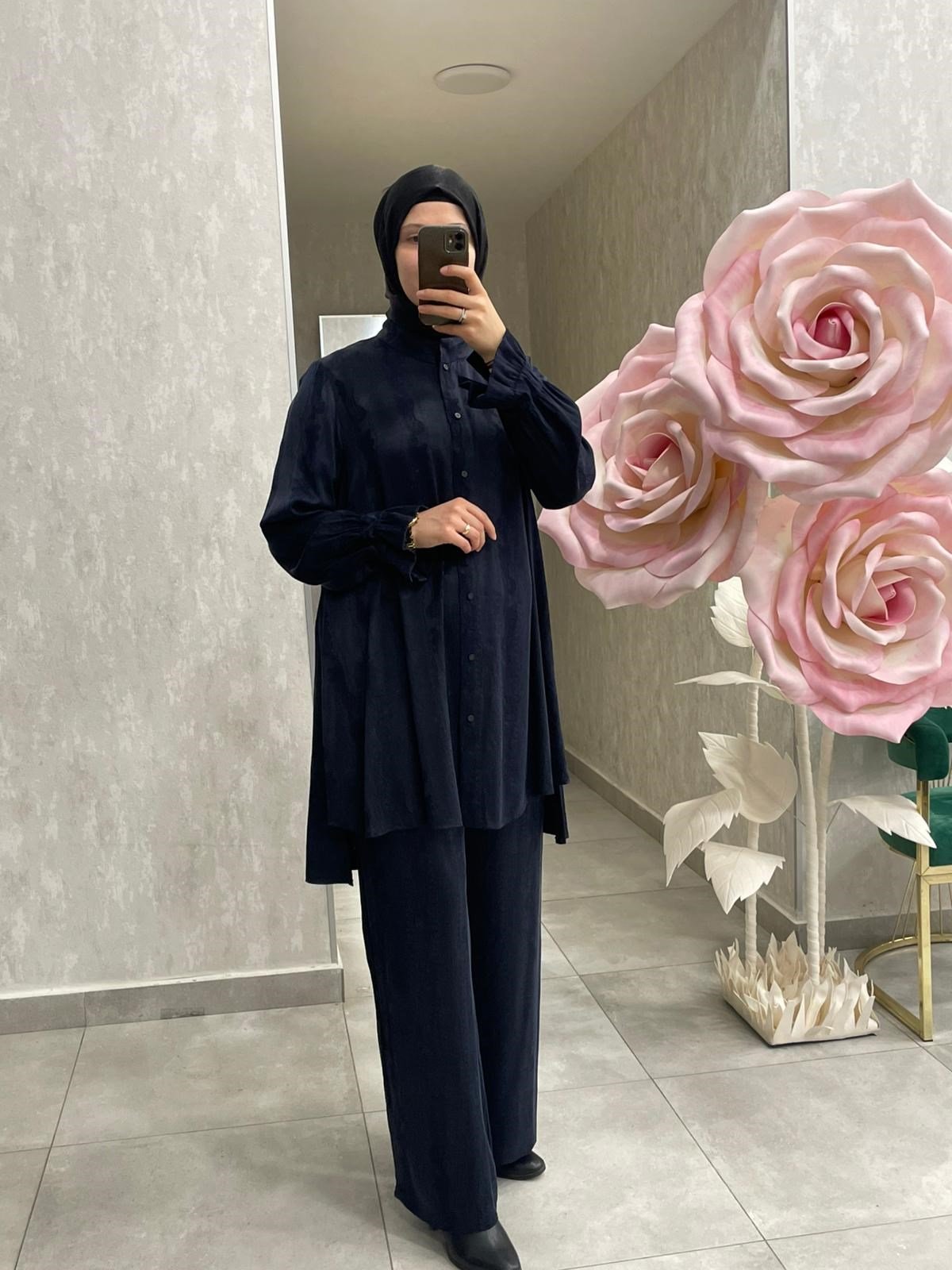 MissWhence Desenli Kumaş Pantolonlu Takım 