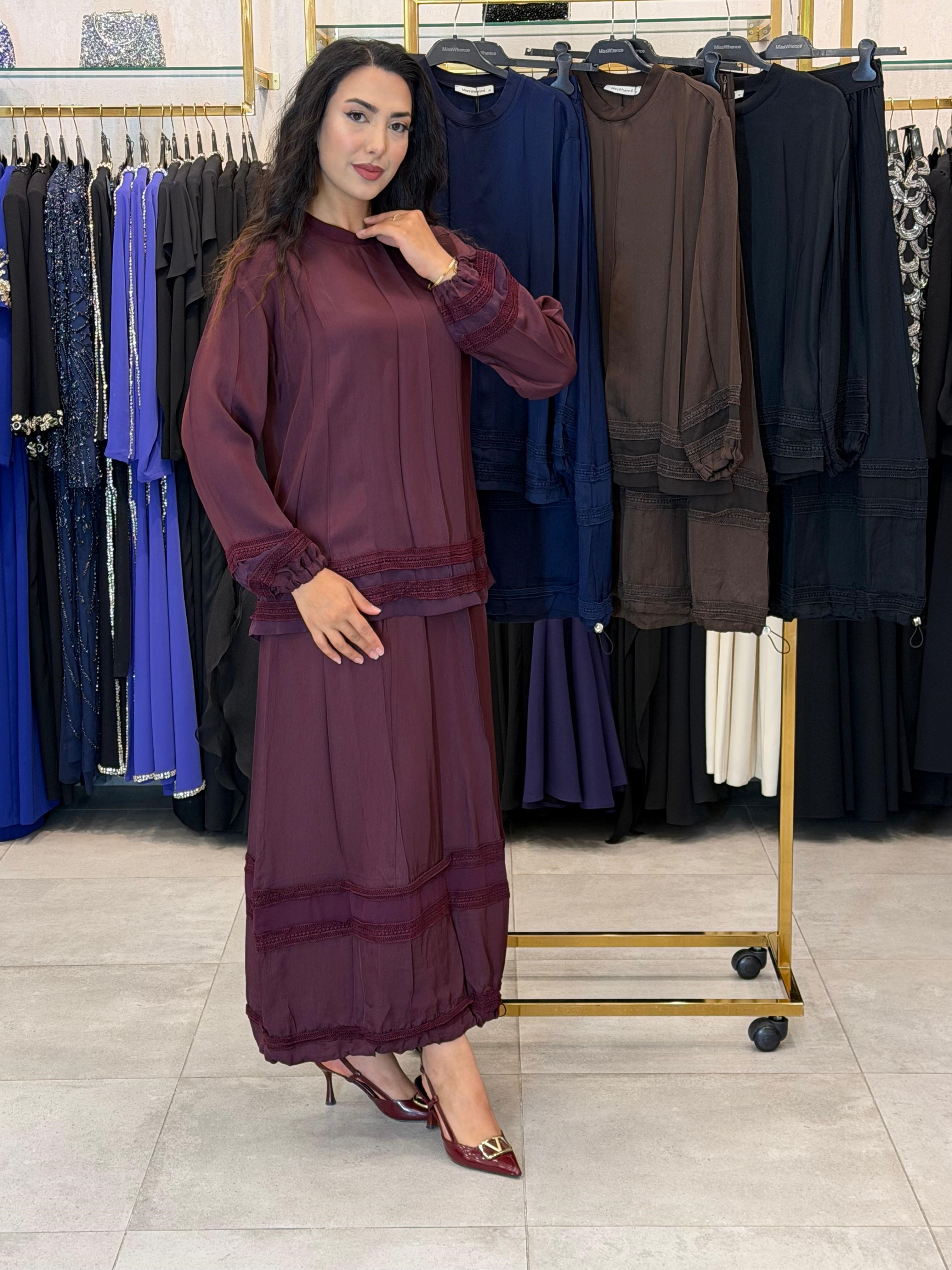 Misswhence Güpür Detaylı Chanel Keten Etek Bluz Takım