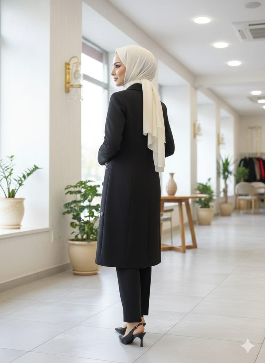 Uzun Blazer Ceketli Takım 