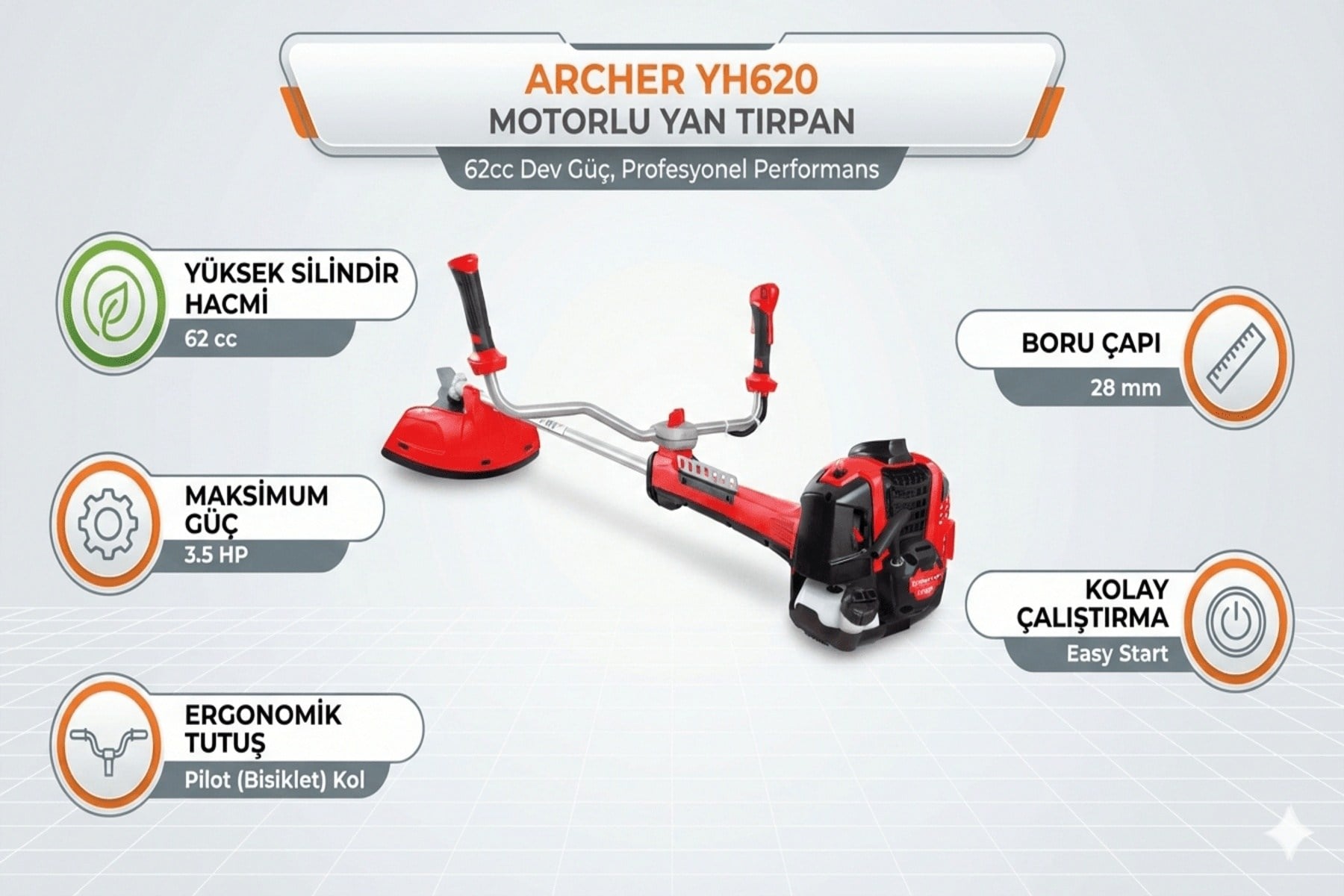 Motorlu Tırpan Archer Yh620 Yan