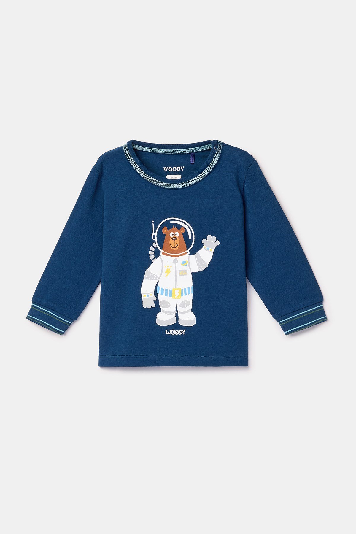 Astronot Karakter Baskılı Lacivert Pamuklu Erkek Bebek Pijama