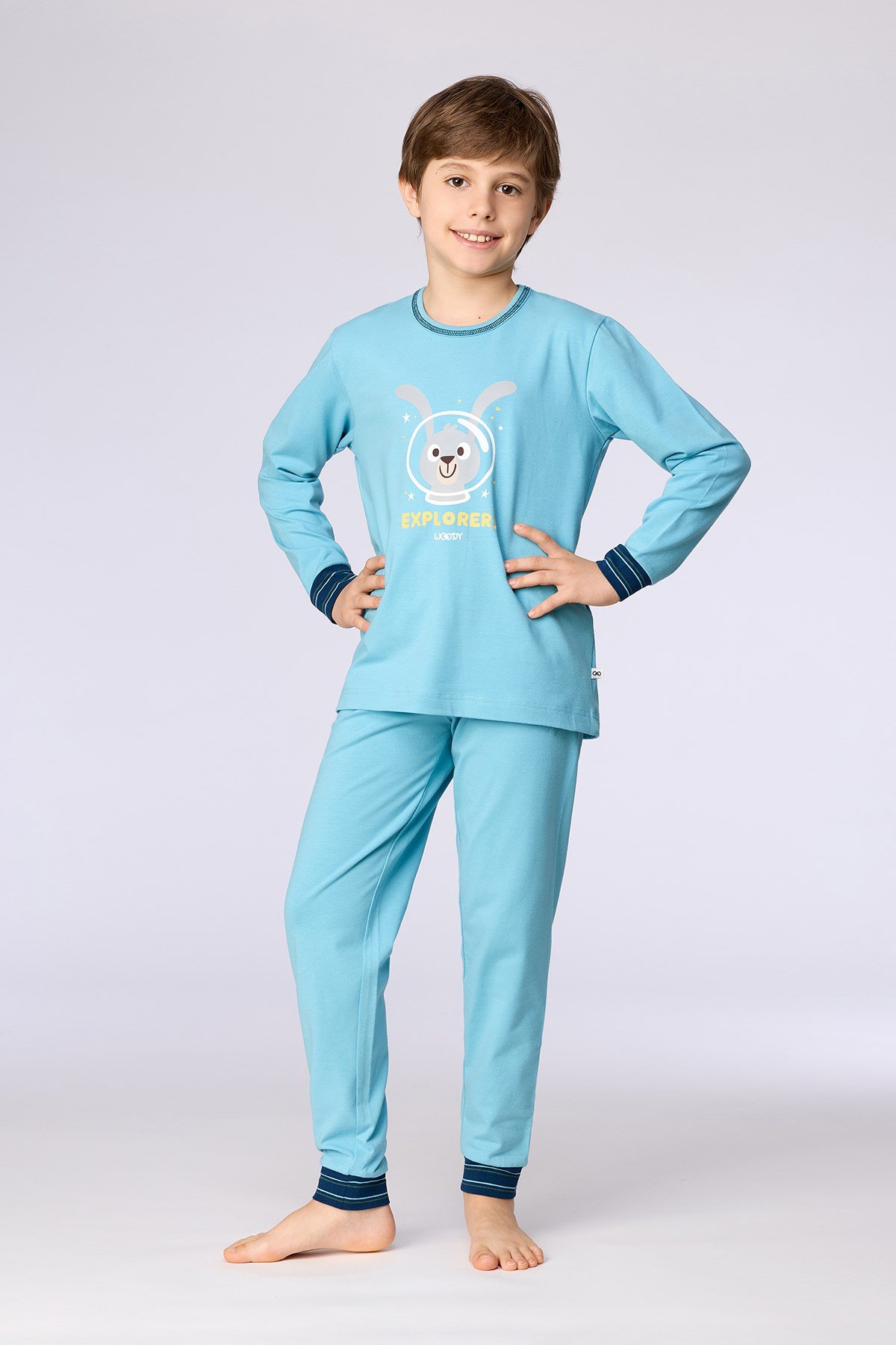 Astronot Tavşan Mavi Erkek Çocuk Pijama
