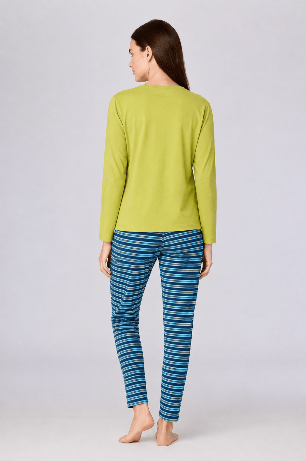 Baskı Detaylı Limon Yeşili Kadın Pijama