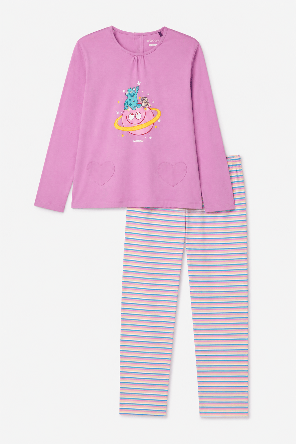 Baskı Detaylı Pembe Kadın Pijama