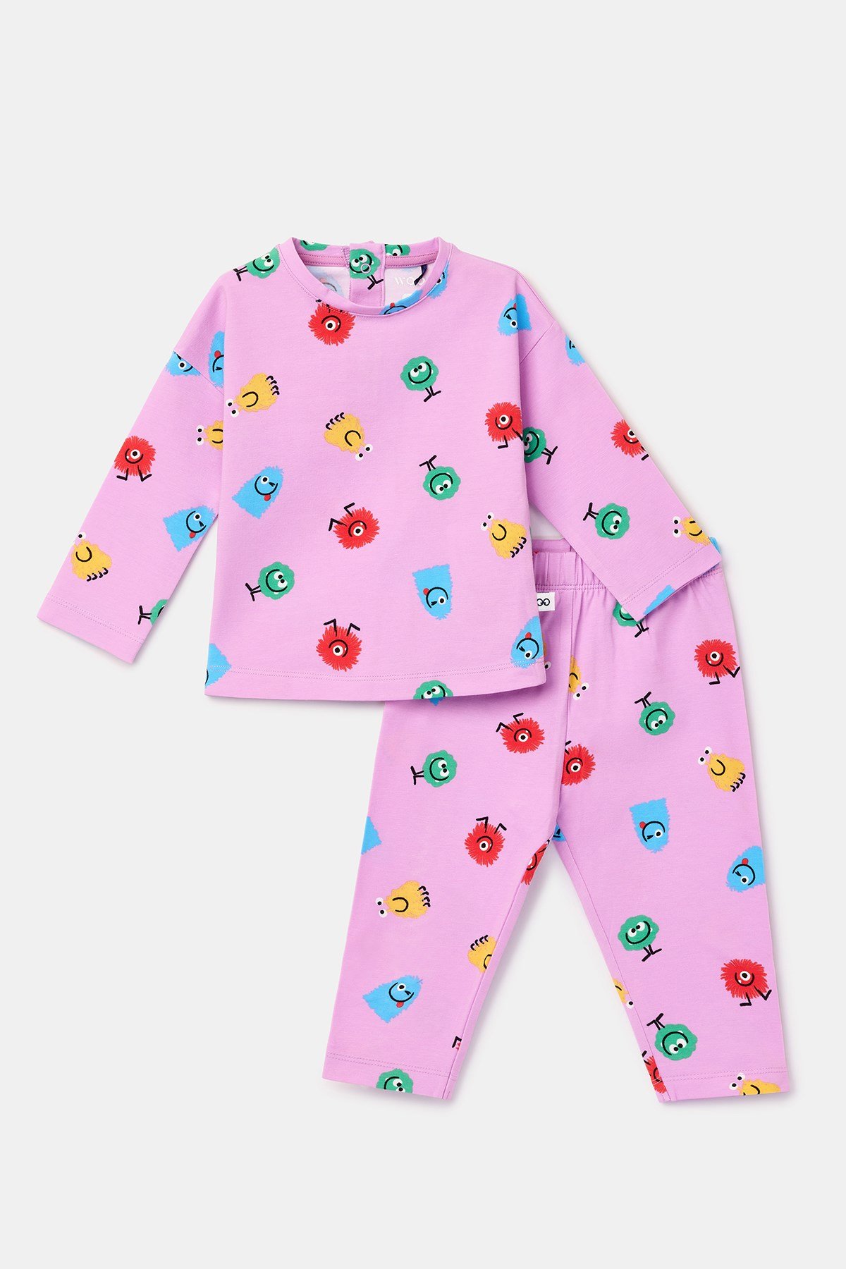 Baskılı Pembe Pamuklu Kız Bebek Pijama