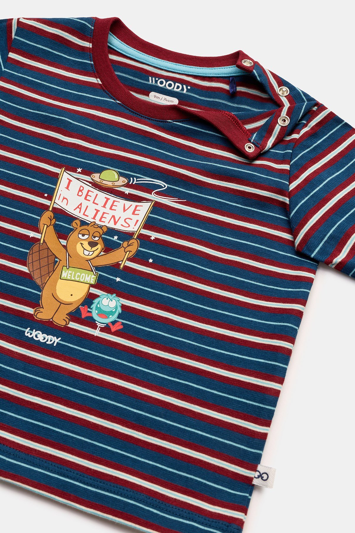 Bordo Çizgili Pamuklu Erkek Bebek Pijama