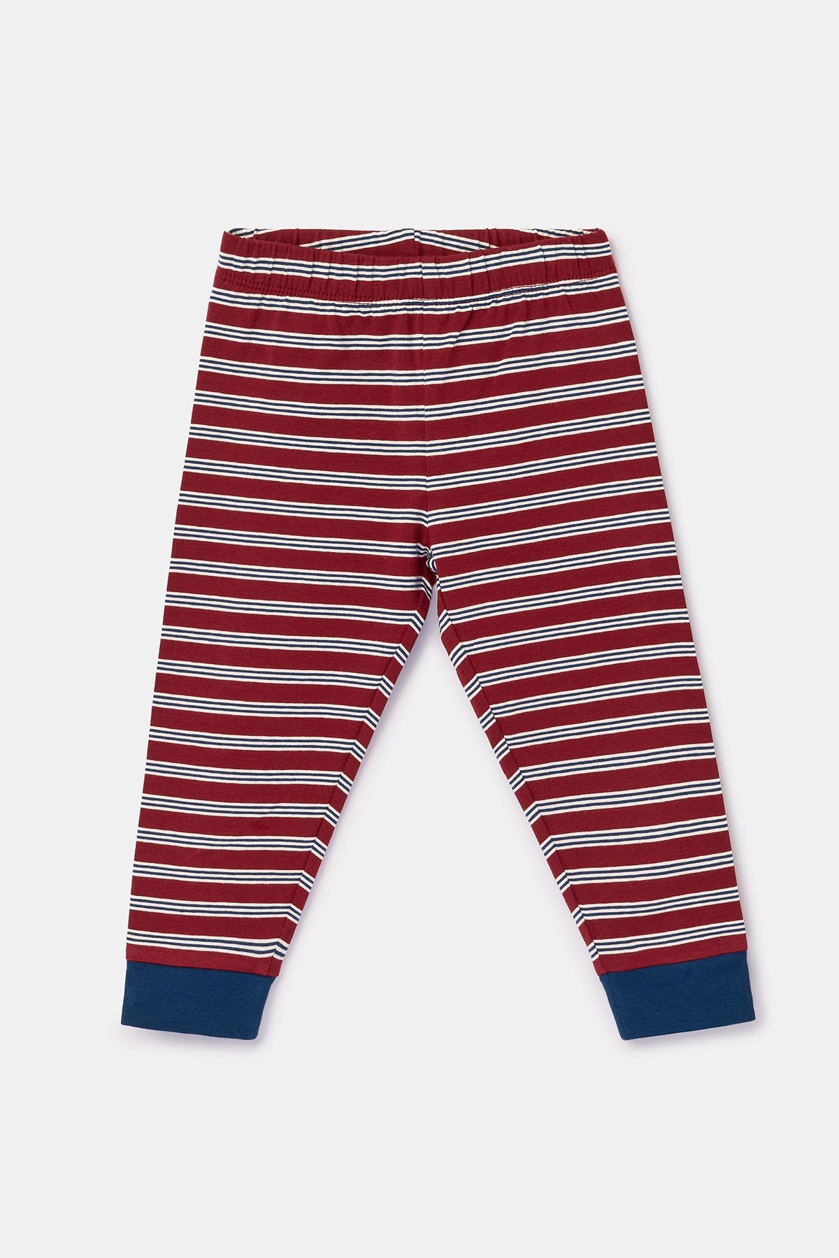 Bordo Çizgili Tilki Baskılı Erkek Bebek Pijama