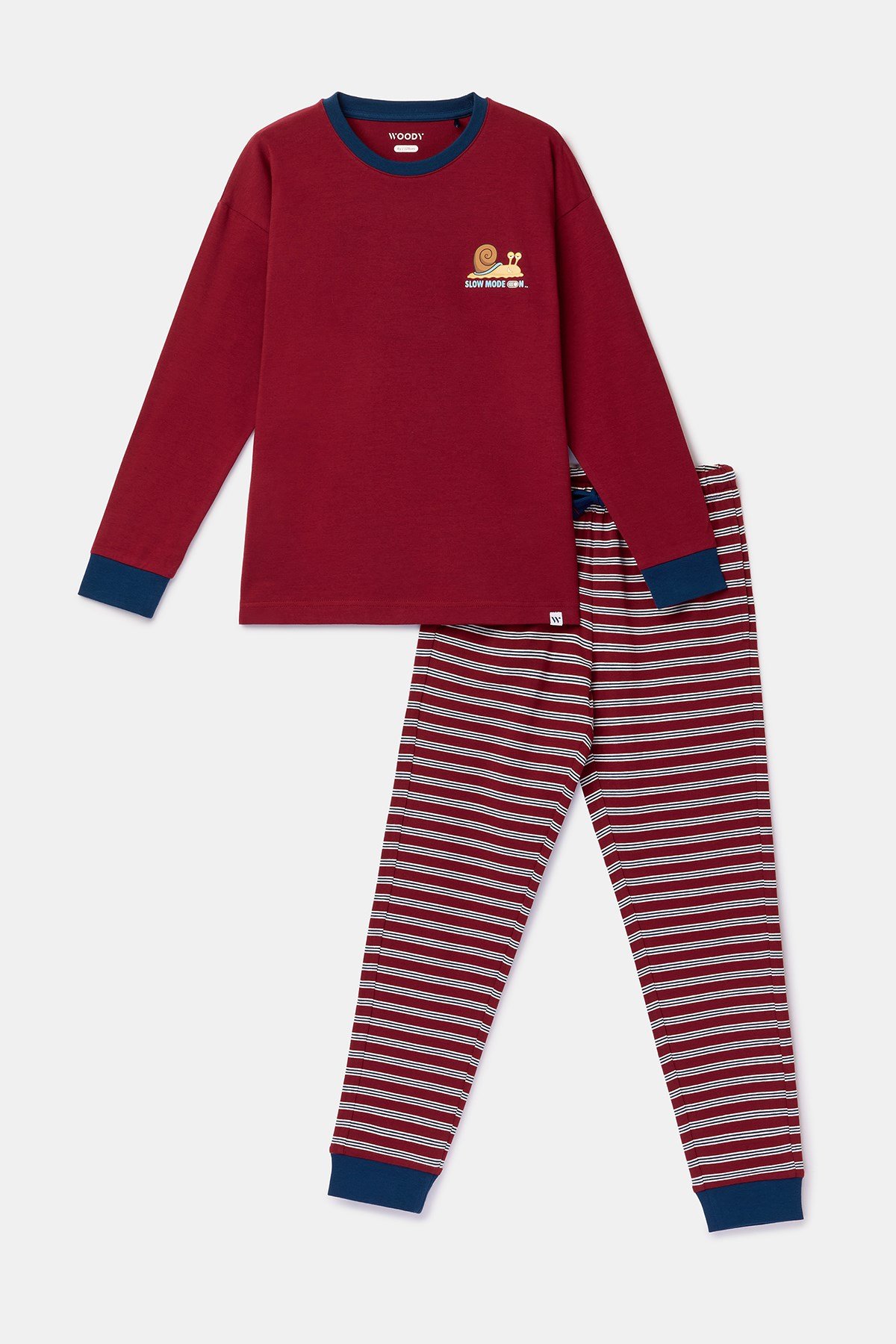 Bordo Uzun Kollu Pamuklu Erkek Çocuk Pijama