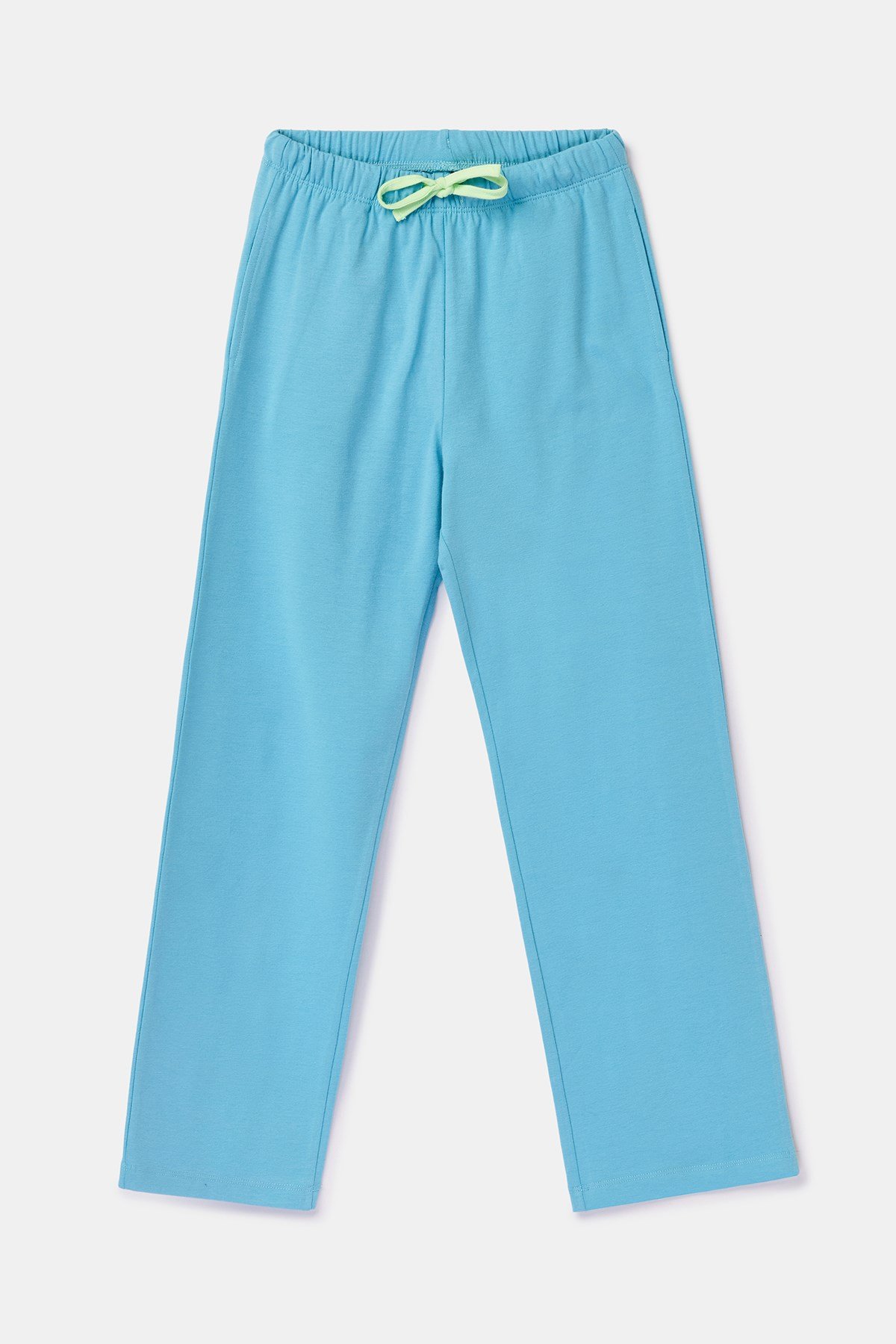Buz Mavisi Biyeli Pamuklu Kız Çocuk Pijama