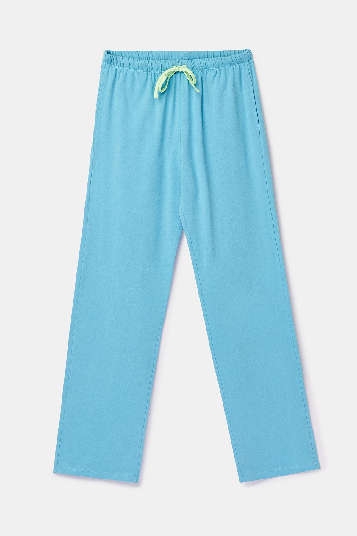 Buz Mavisi Biyeli Pamuklu Pijama