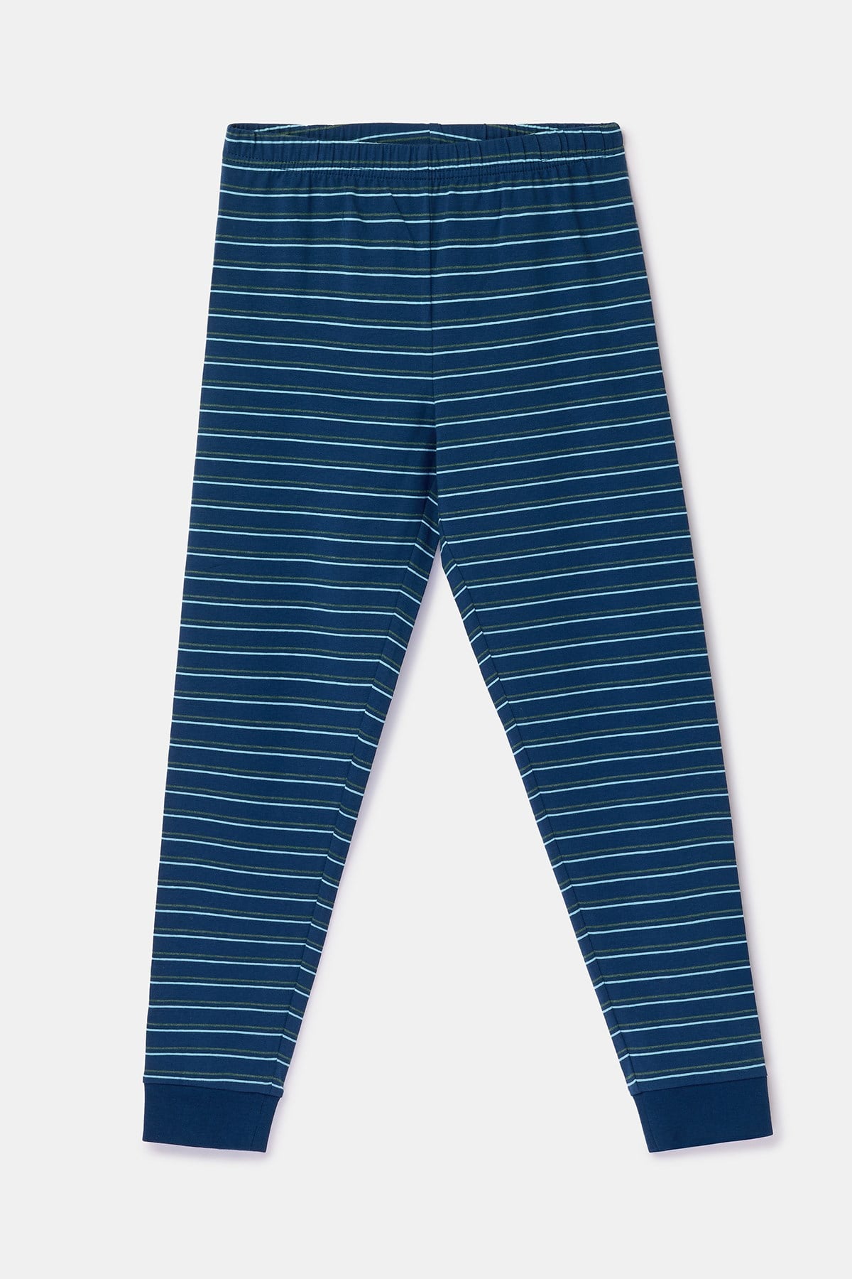 Canavar Baskı Lacivert Çizgili Erkek Çocuk Pijama