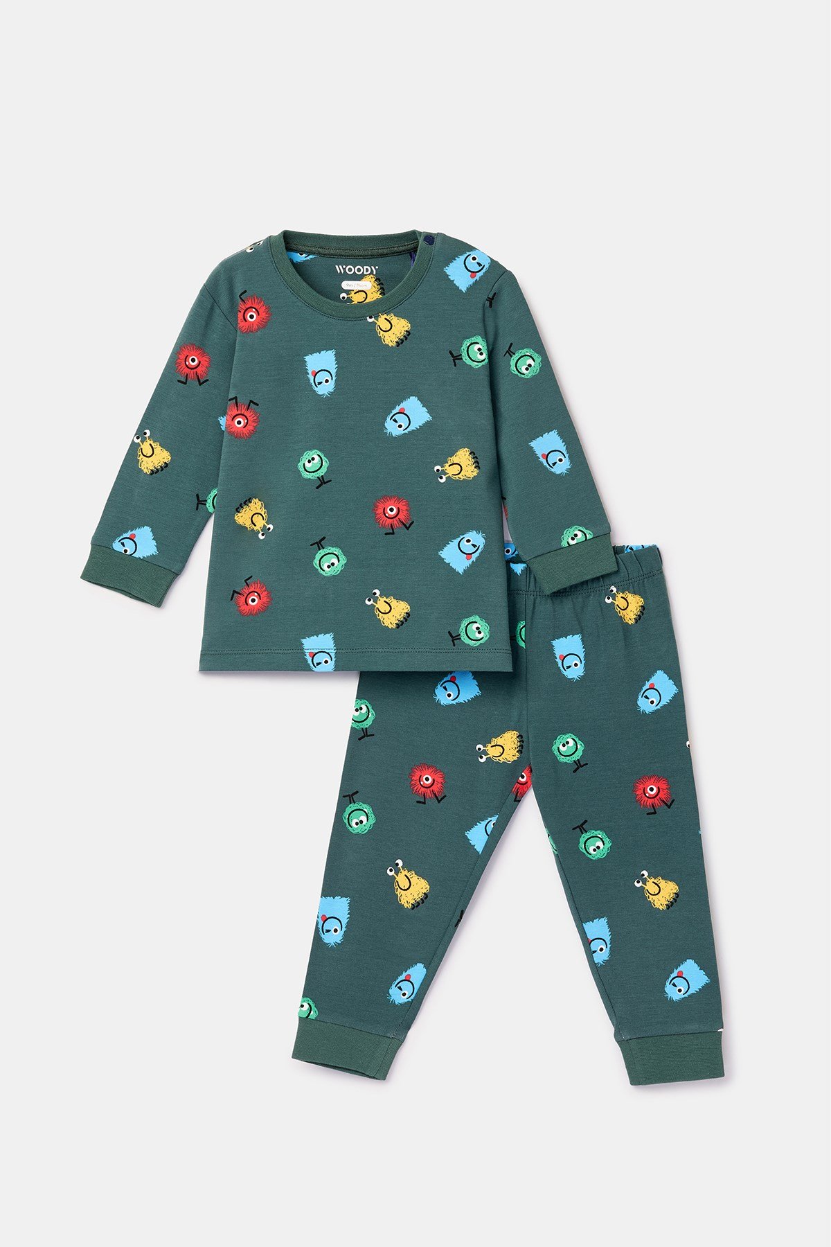 Canavar Baskılı Yeşil Erkek Bebek Pijama
