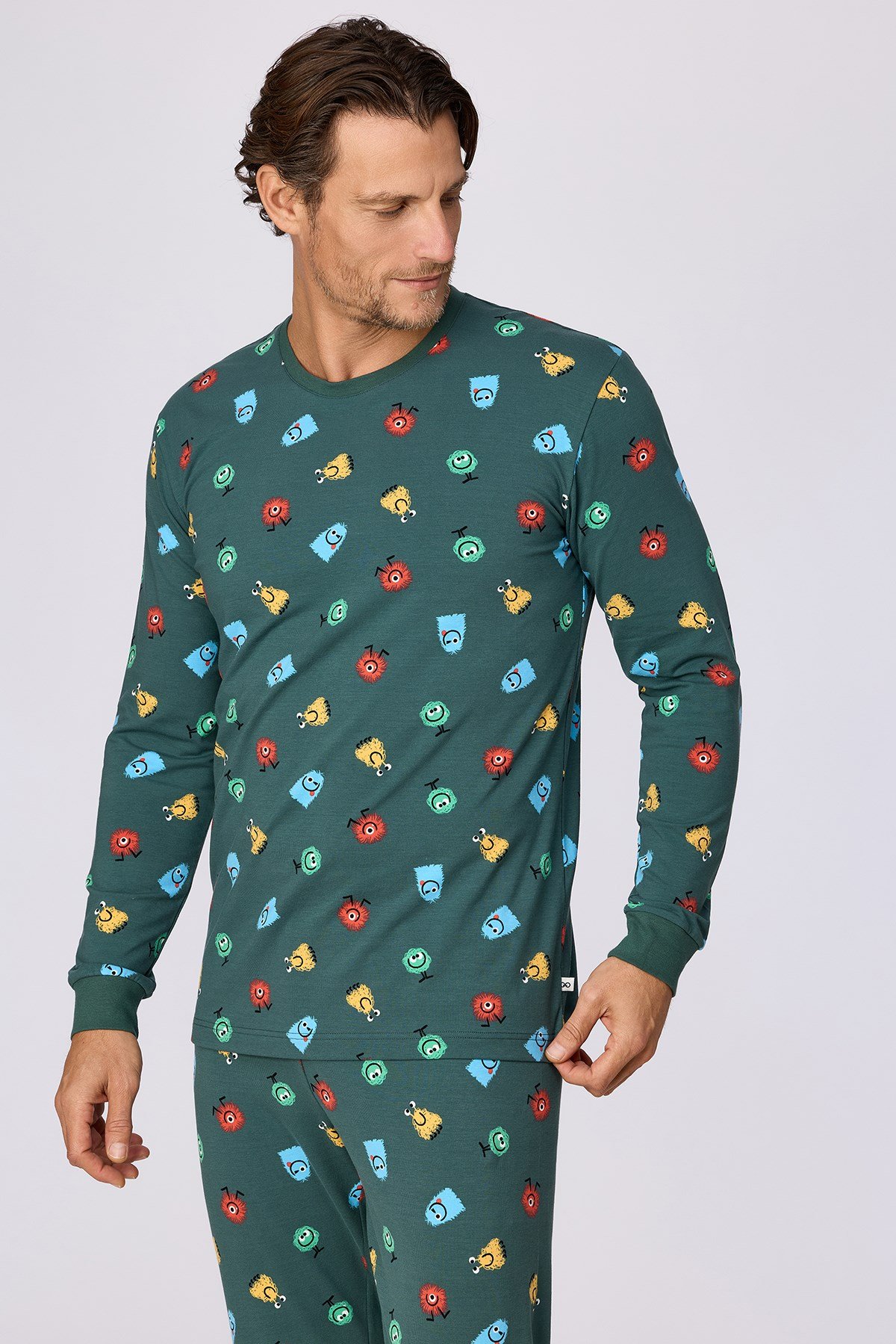 Canavar Baskılı Yeşil Erkek Pijama