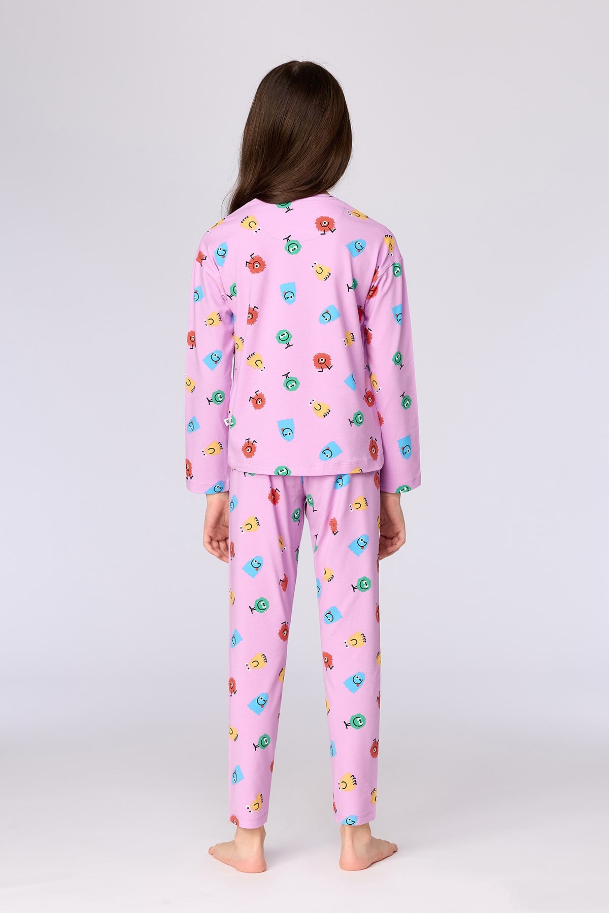 Canavar Desenli Pembe Kız Çocuk Pijama