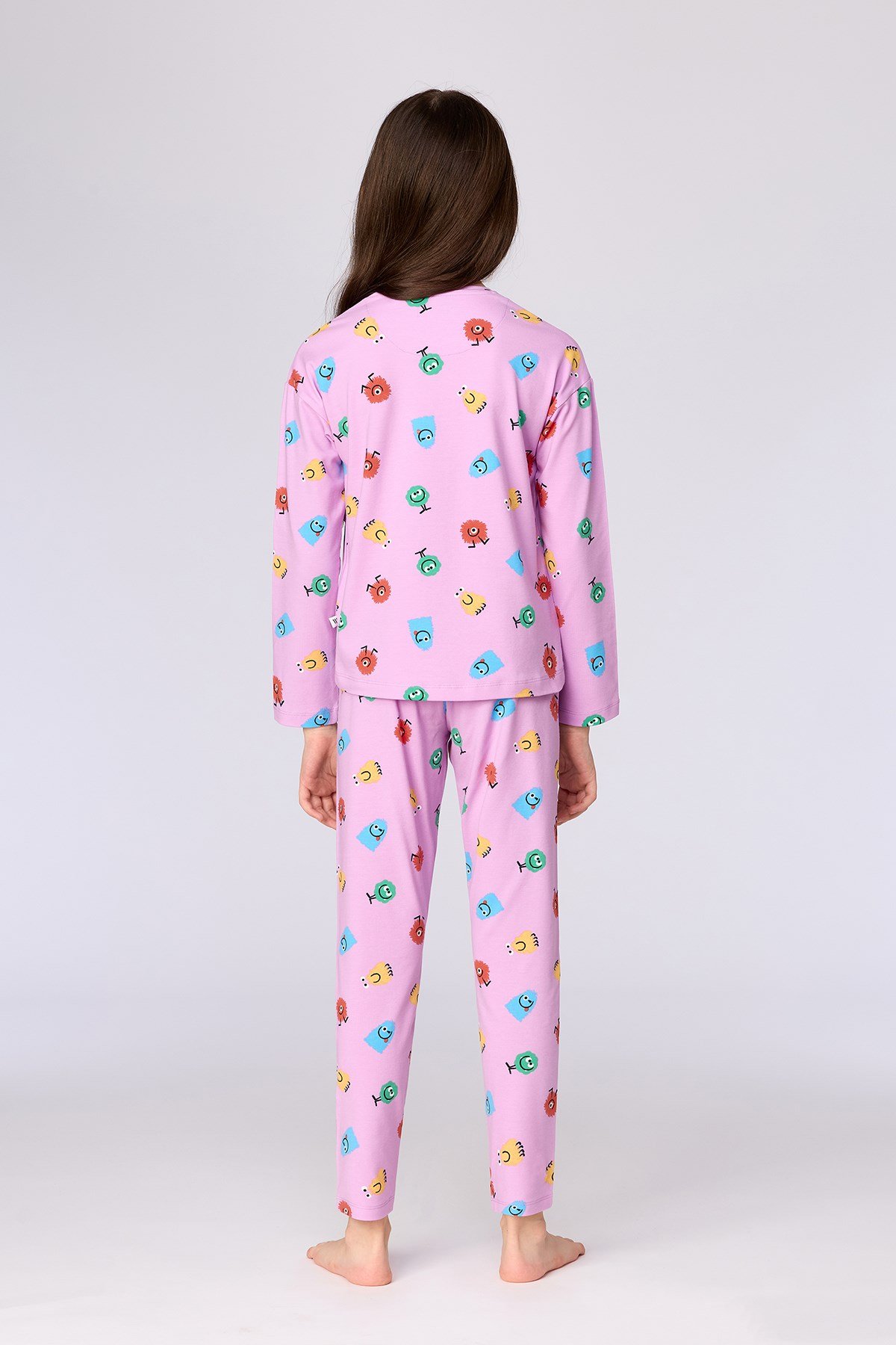 Canavar Desenli Pembe Kız Çocuk Pijama