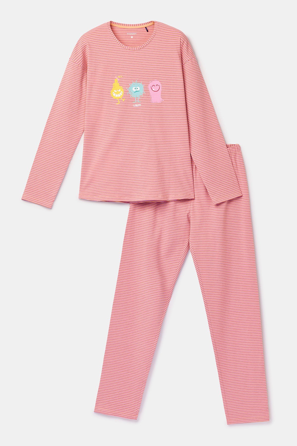 Çizgili Canavar Baskılı Kadın Pijama