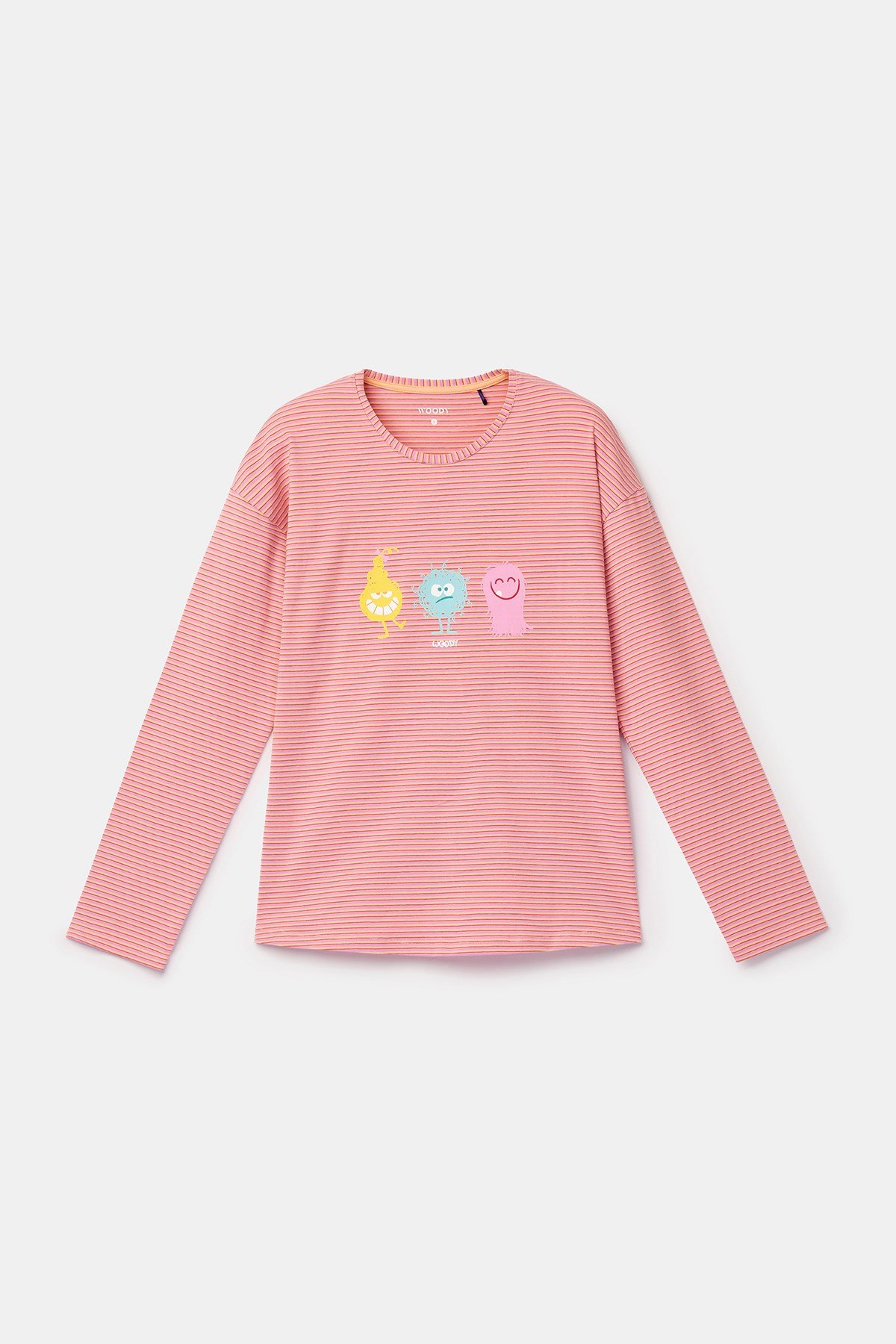 Çizgili Canavar Baskılı Kadın Pijama