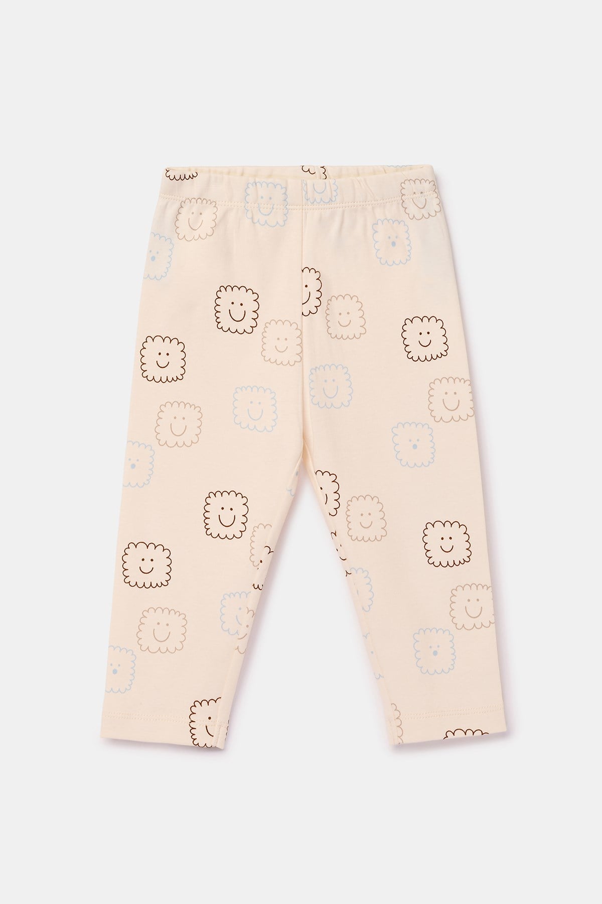 Ekru Desenli Pamuklu Bebek Pijama