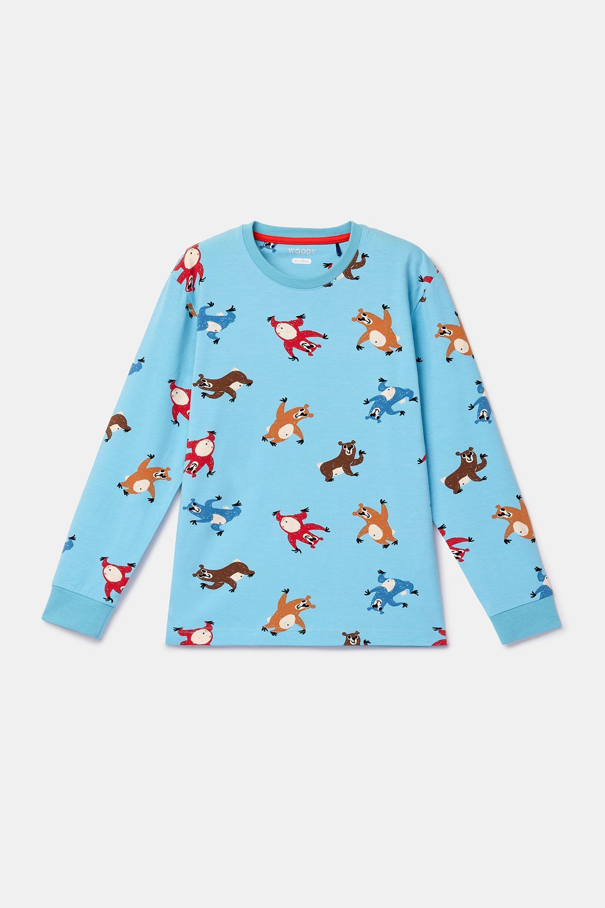Hayvan Baskılı Mavi Erkek Çocuk Pijama