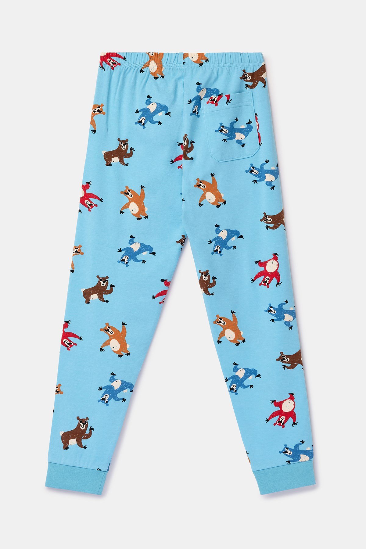 Hayvan Baskılı Mavi Erkek Çocuk Pijama