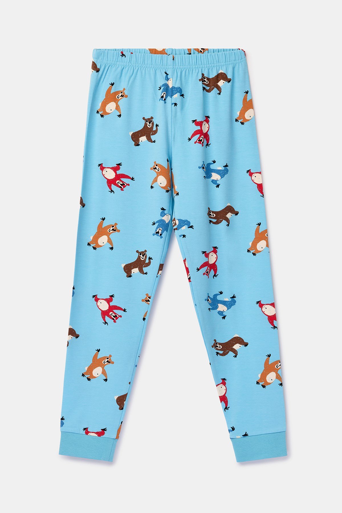 Hayvan Baskılı Mavi Erkek Çocuk Pijama