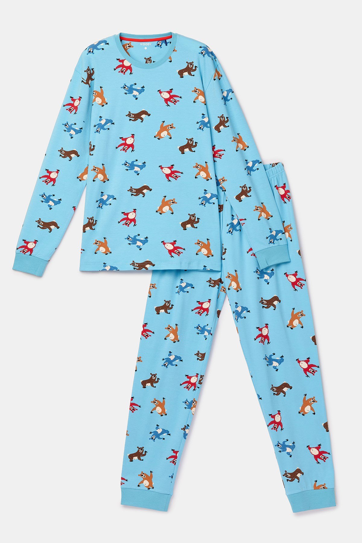 Hayvan Baskılı Mavi Erkek Pijama