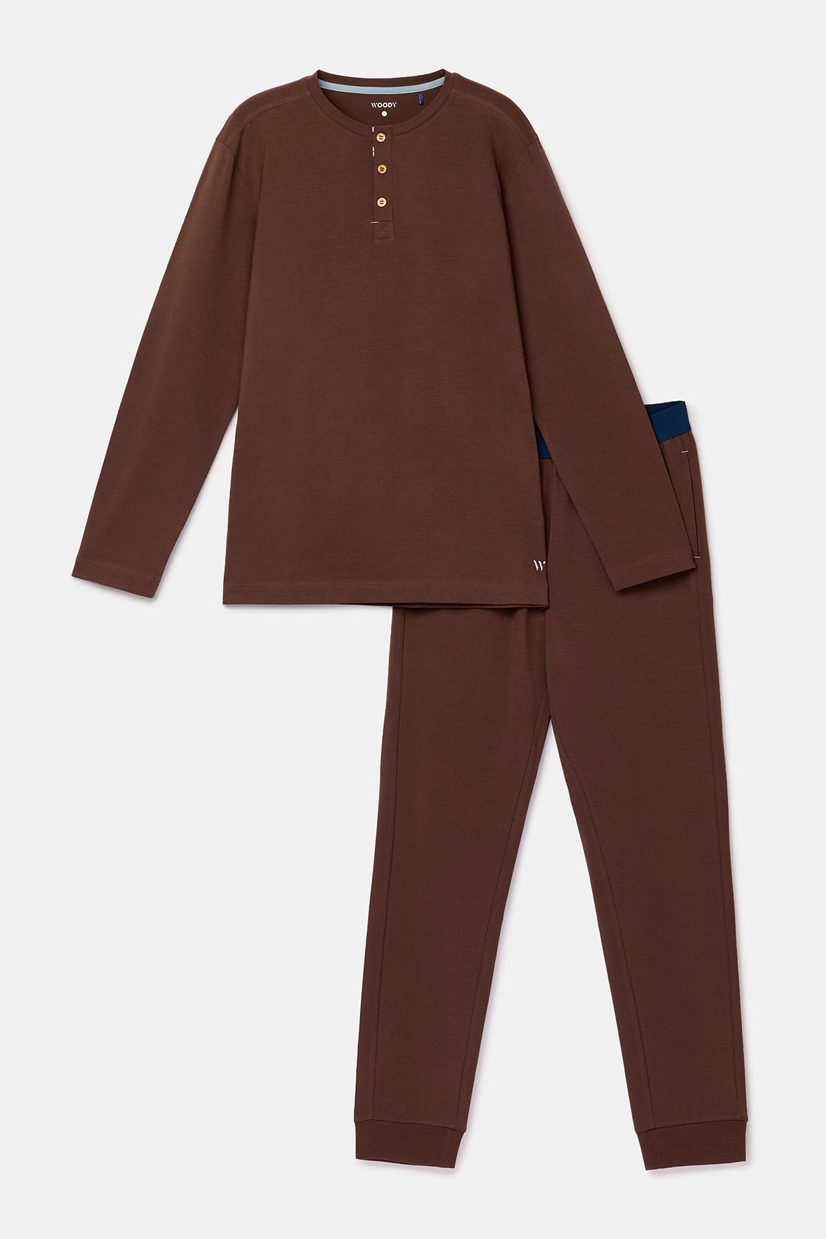 Kahverengi Basic Erkek Pijama Takımı