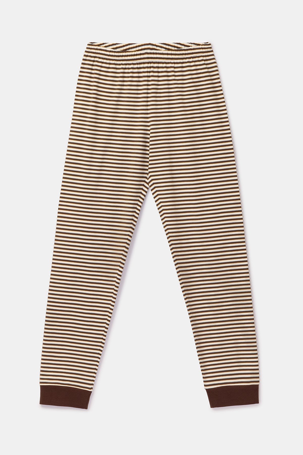 Kahverengi Çizgili Uzay Baskılı Erkek Pijama