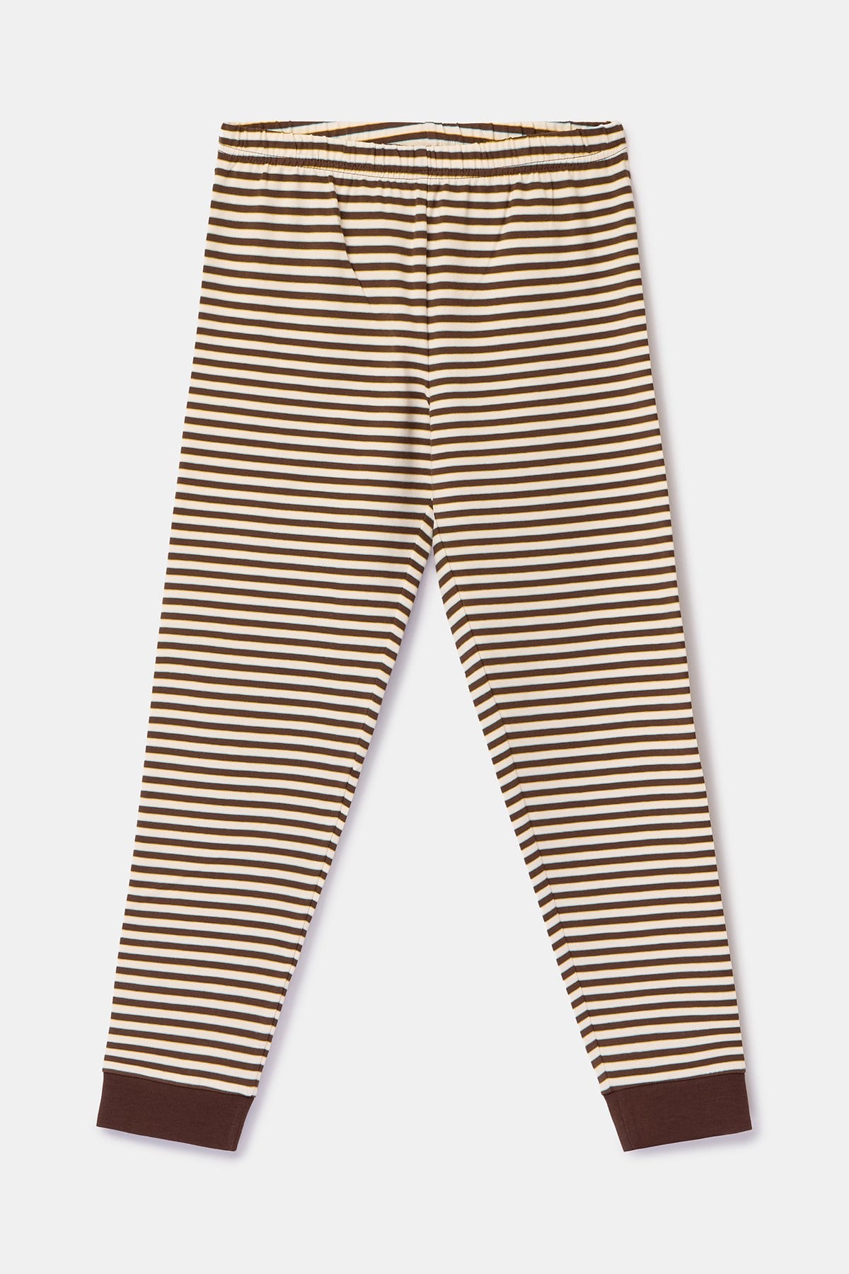 Kahverengi Ekru Çizgili Uzay Baskılı Erkek Çocuk Pijama