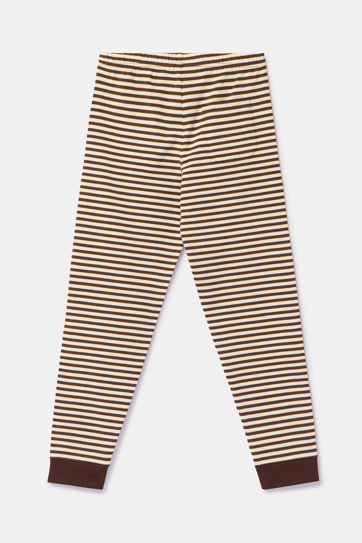 Kahverengi Ekru Çizgili Uzay Baskılı Erkek Çocuk Pijama
