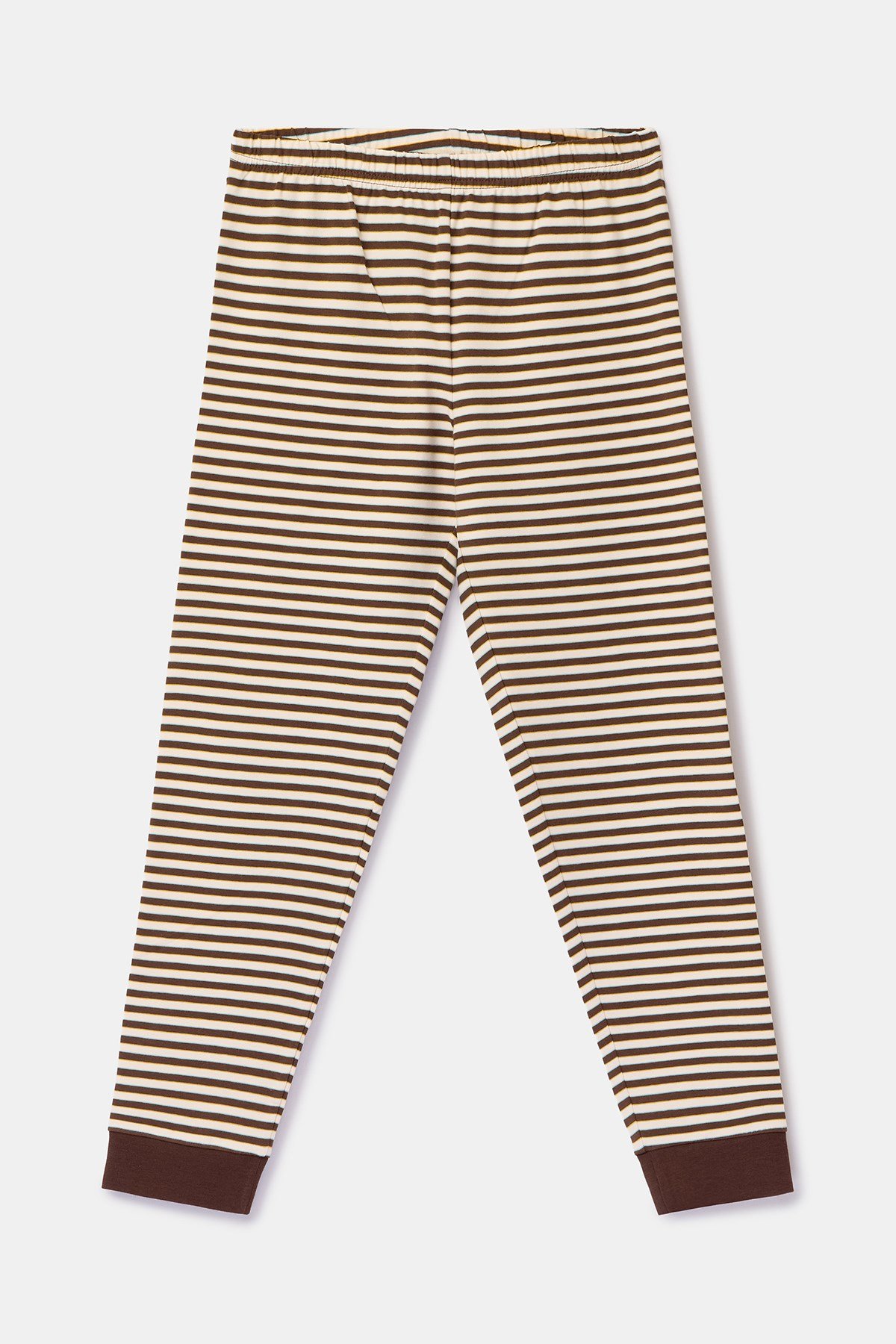Kahverengi Ekru Çizgili Uzay Baskılı Erkek Çocuk Pijama