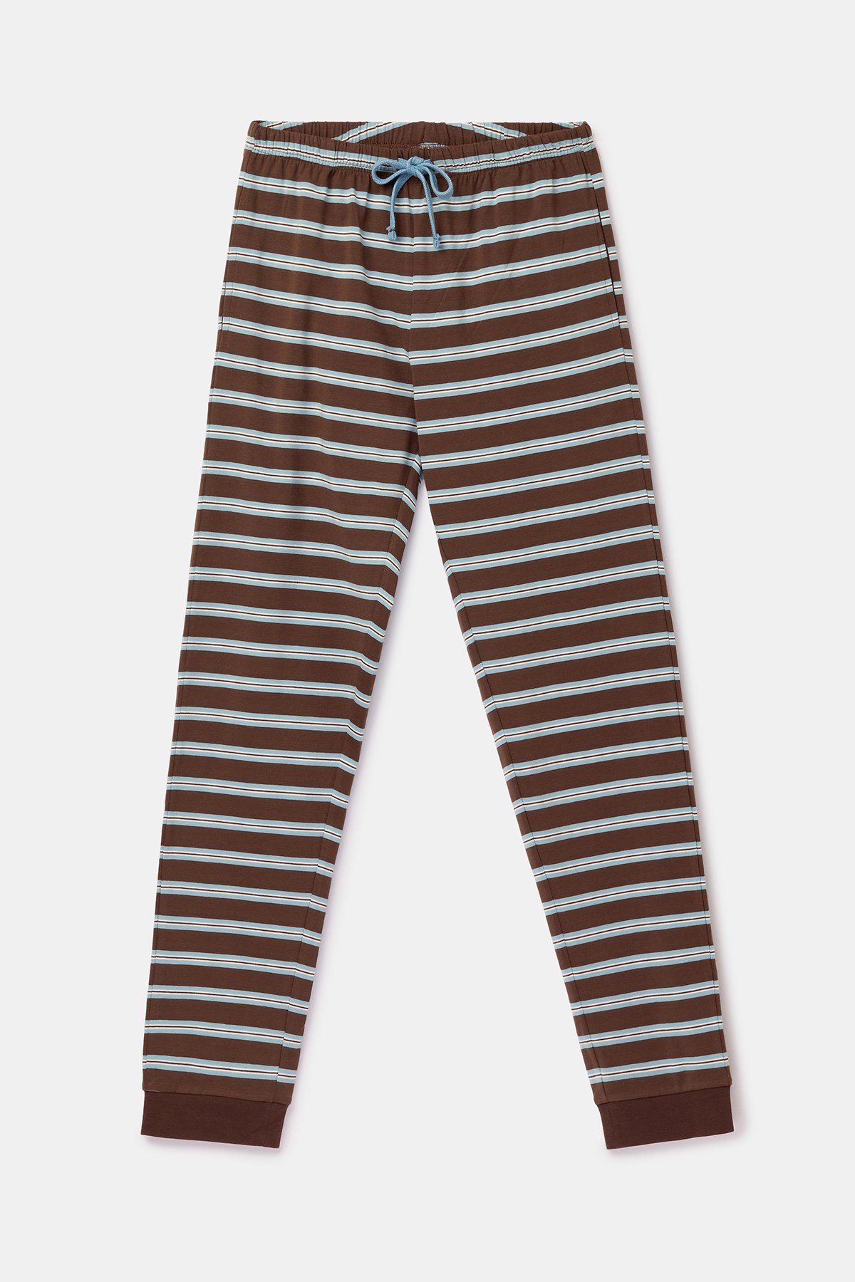 Kahverengi Uzun Kollu Pamuklu Erkek Pijama