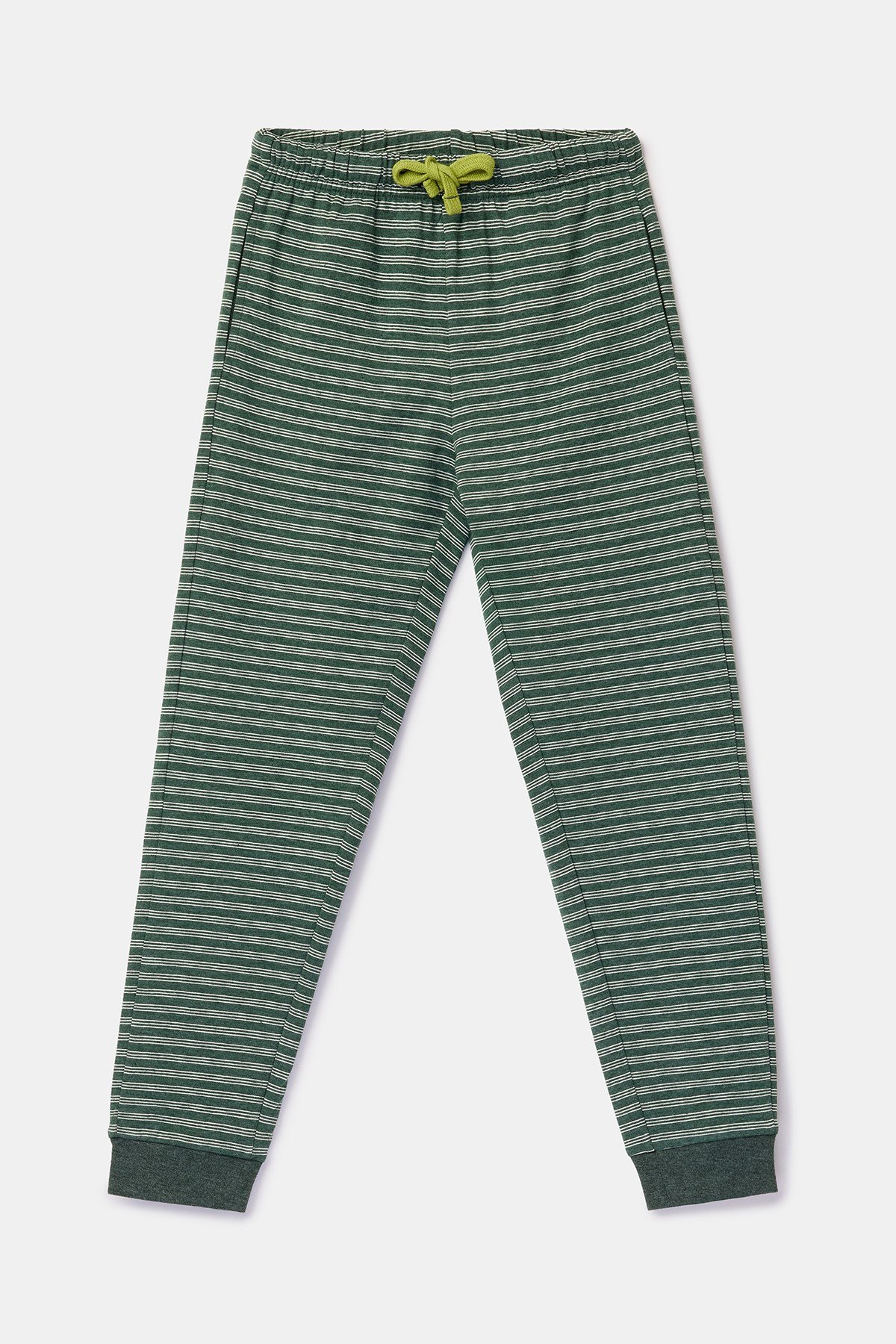 Koyu Yeşil Uzun Kollu Pamuklu Erkek Çocuk Pijama