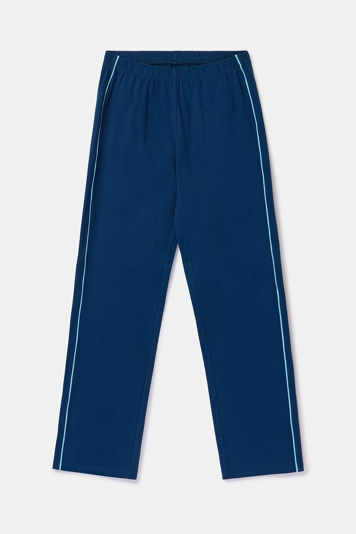 Lacivert Biyeli Uzun Kollu Kadın Pijama