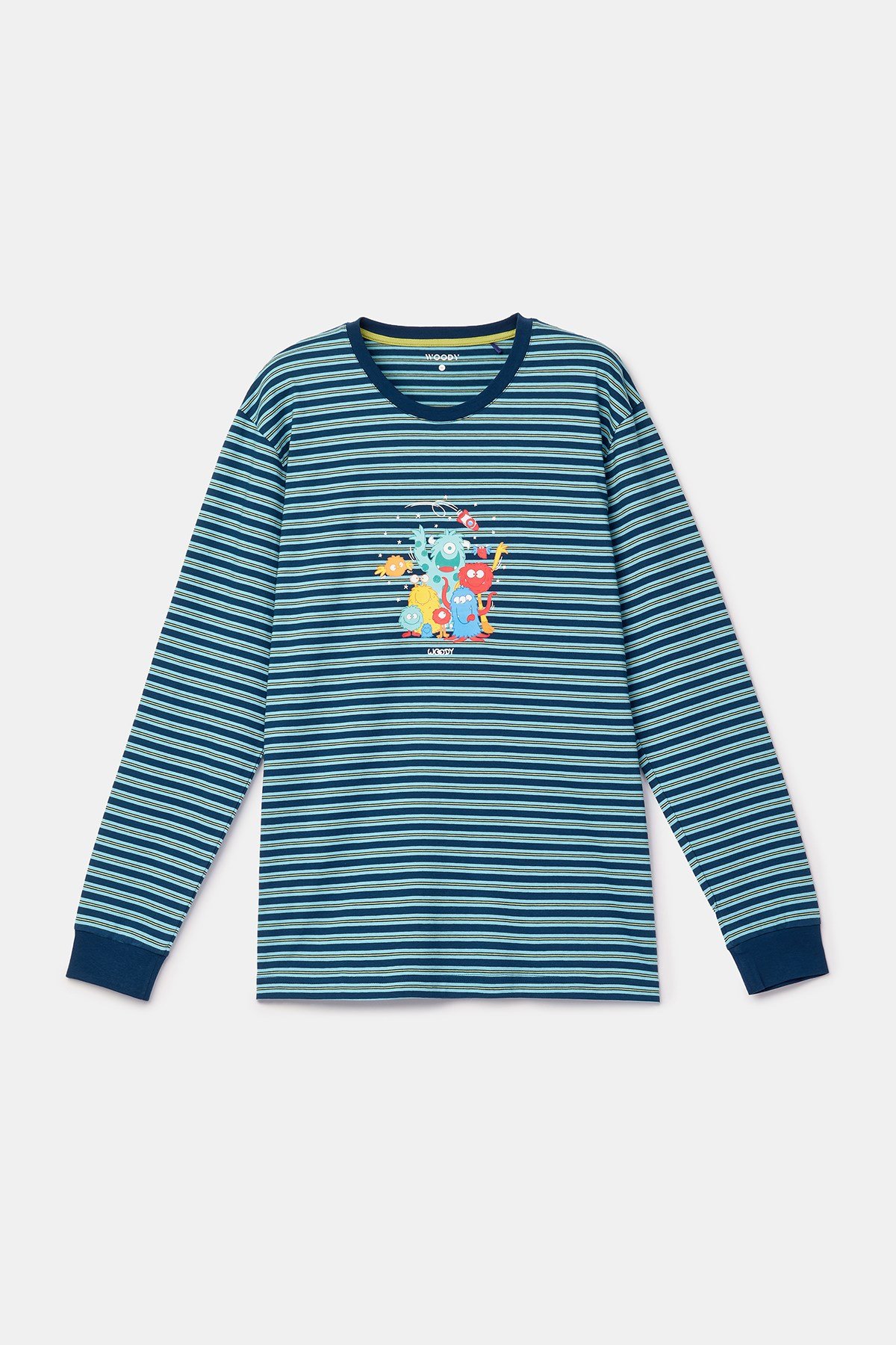 Lacivert Çizgili Baskılı Erkek Pijama