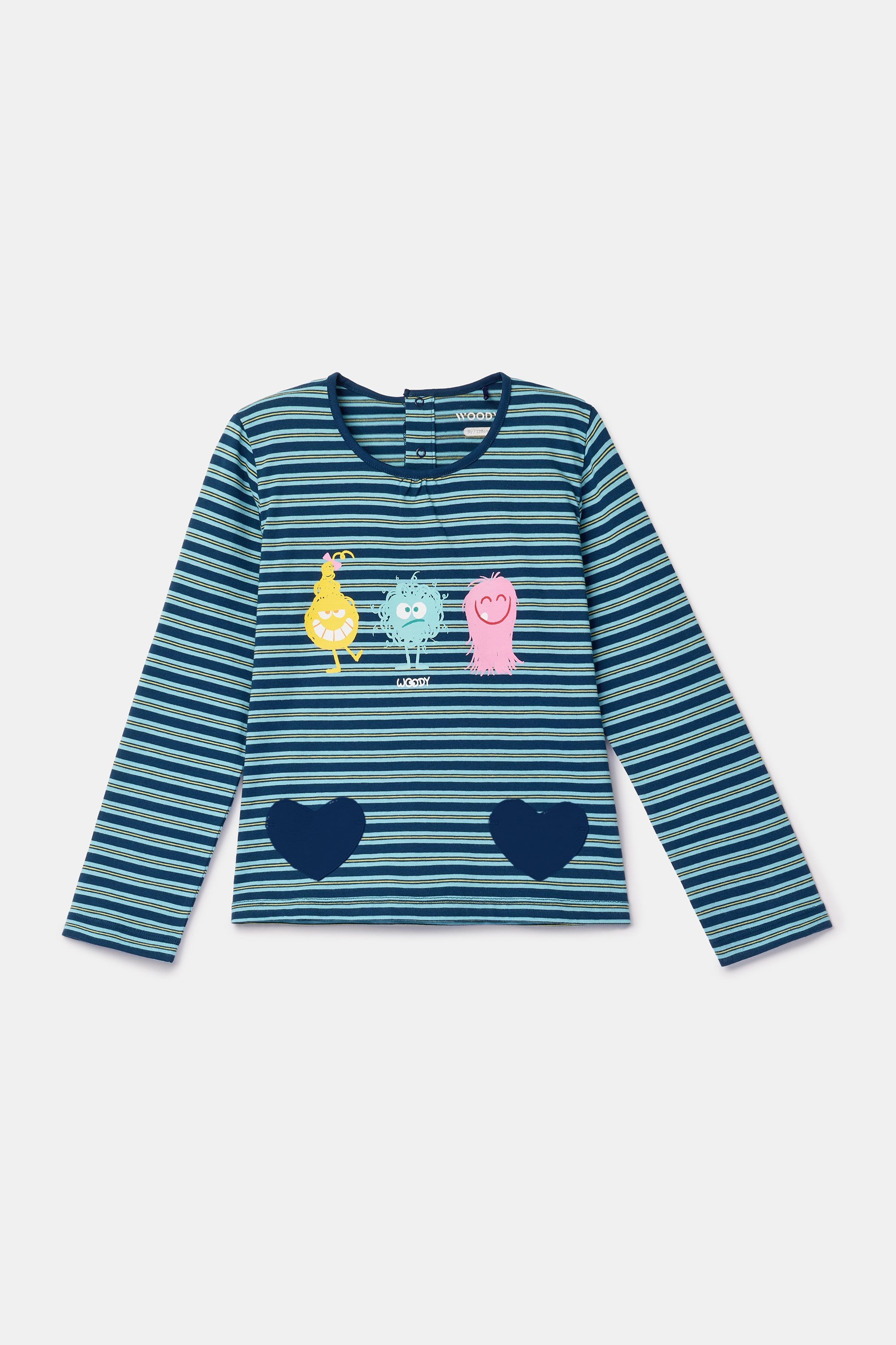 Lacivert Çizgili Kız Çocuk Pijama