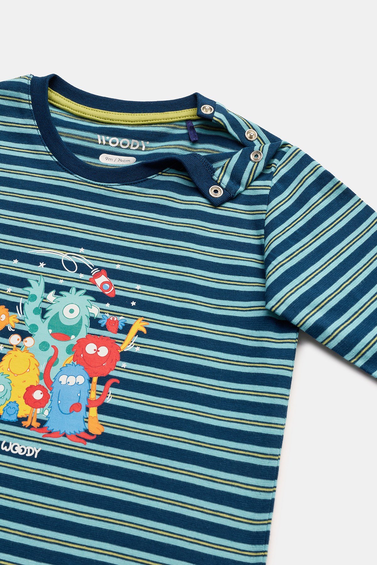 Lacivert Çizgili Pamuklu Erkek Bebek Pijama