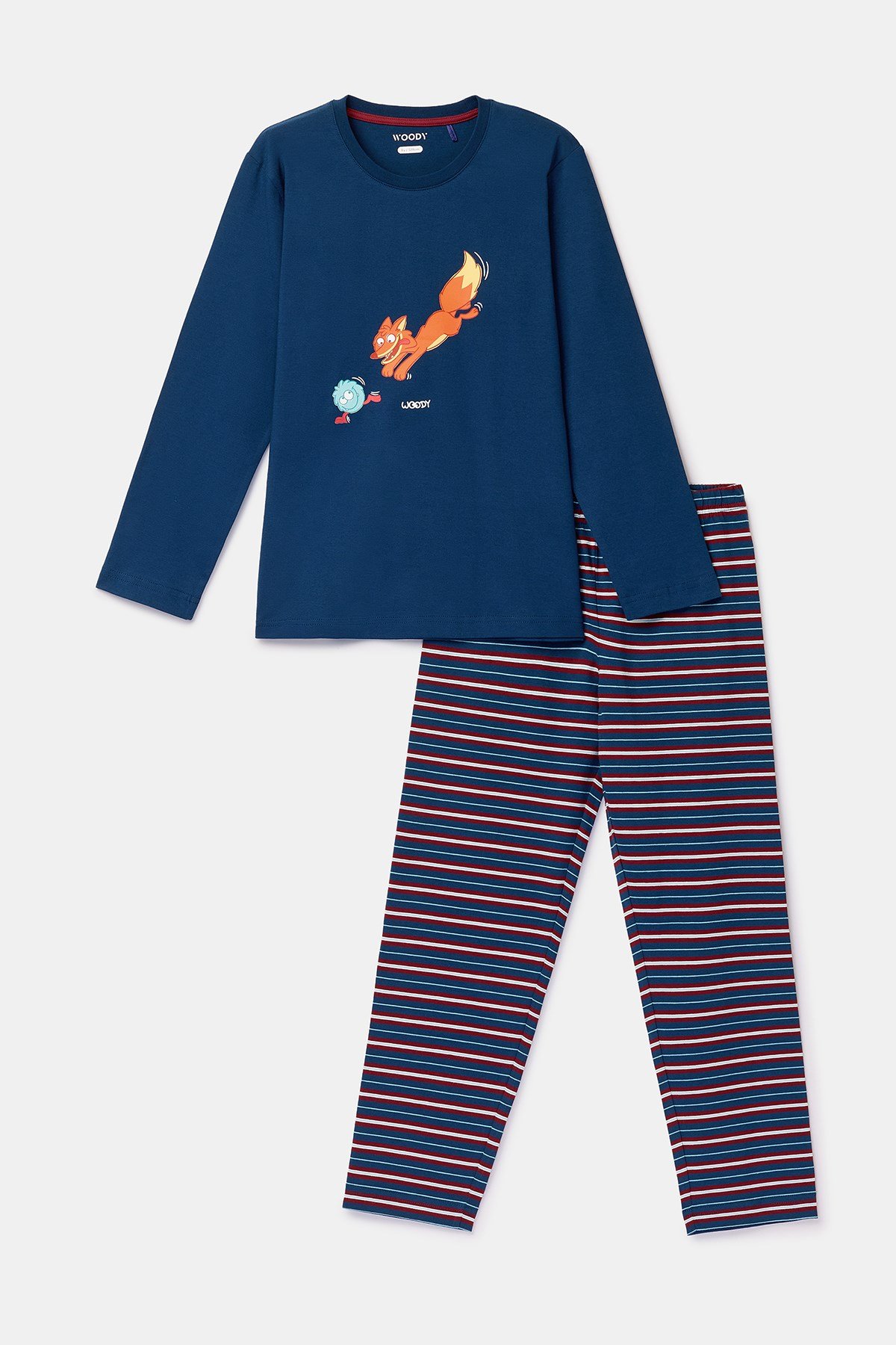 Lacivert Tilki Baskılı Erkek Çocuk Pijama