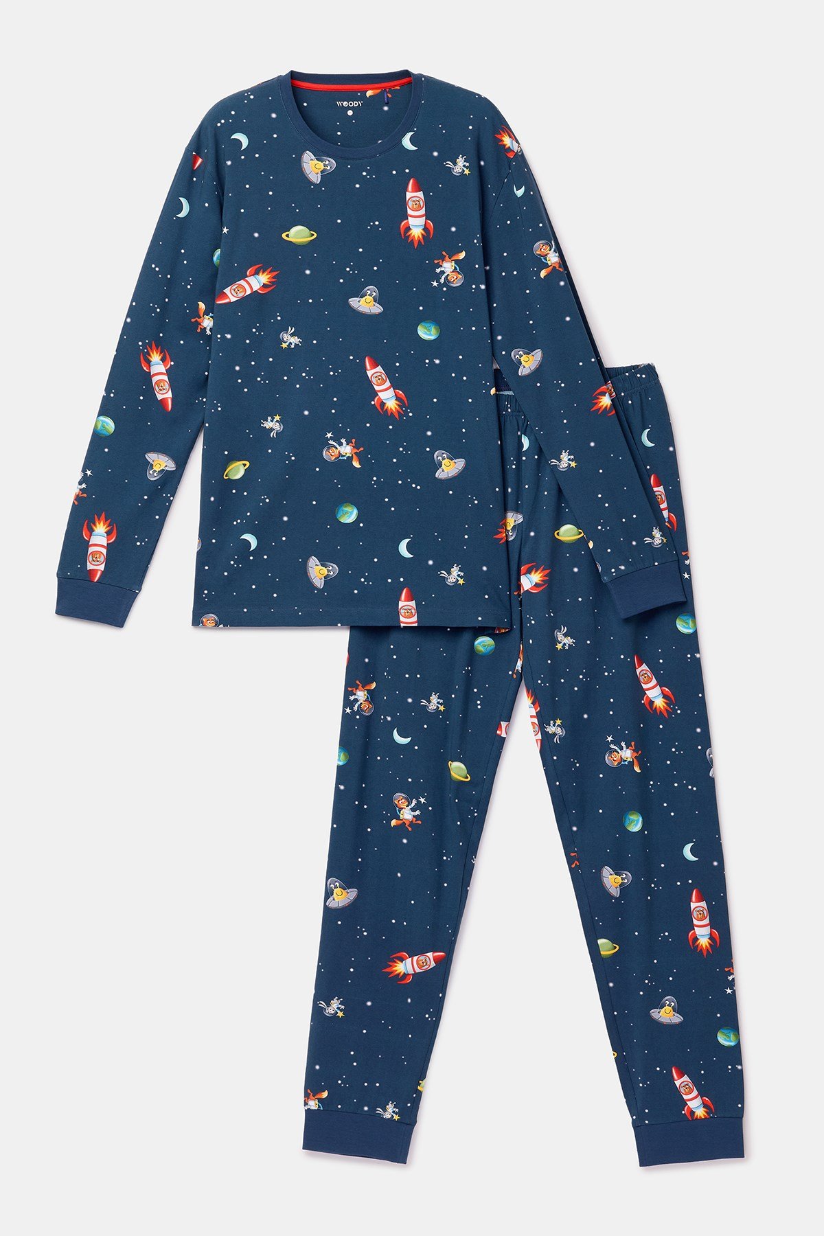 Lacivert Uzay Baskılı Erkek Pijama