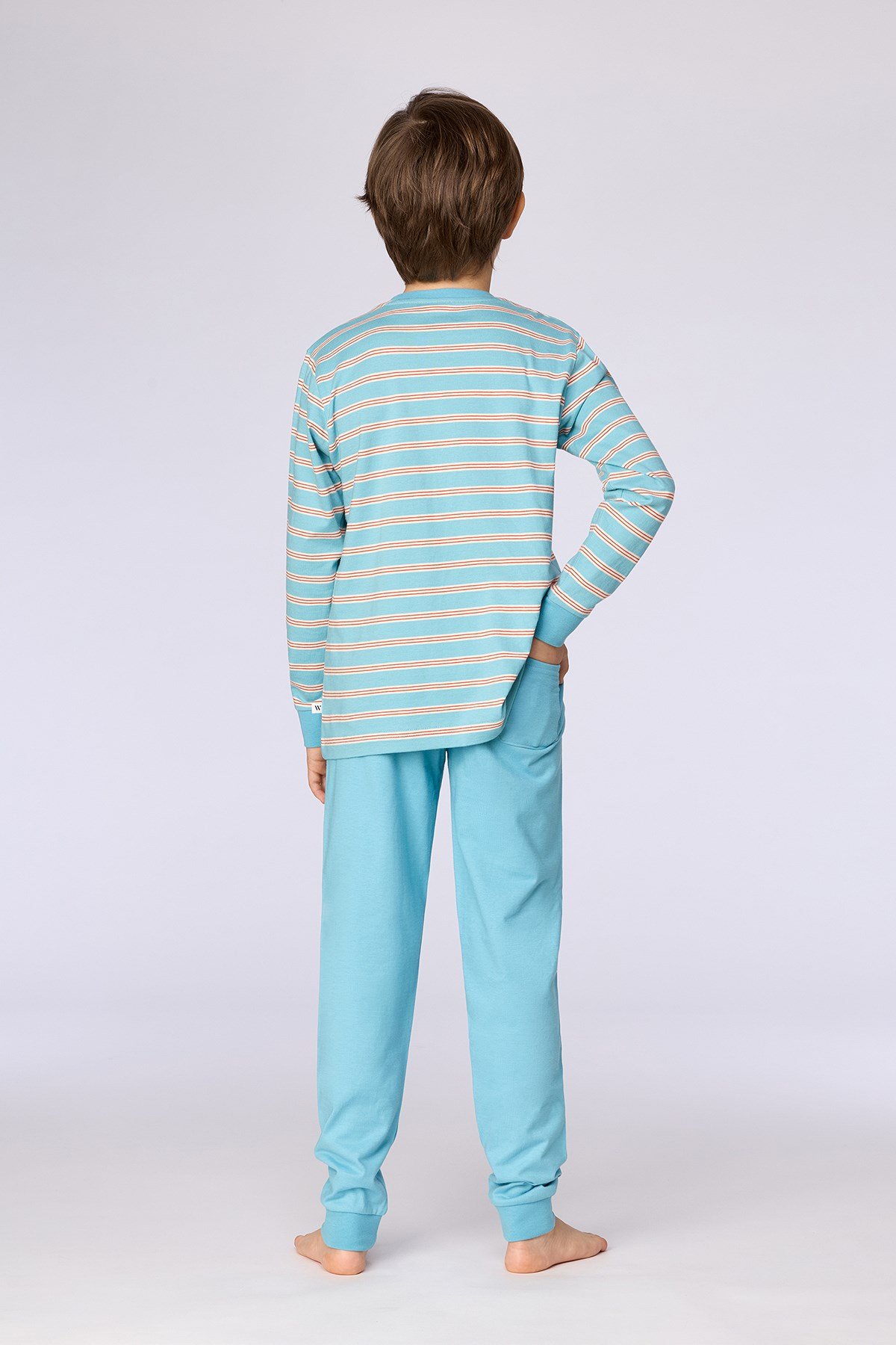 Mavi Çizgili Baskılı Erkek Çocuk Pijama