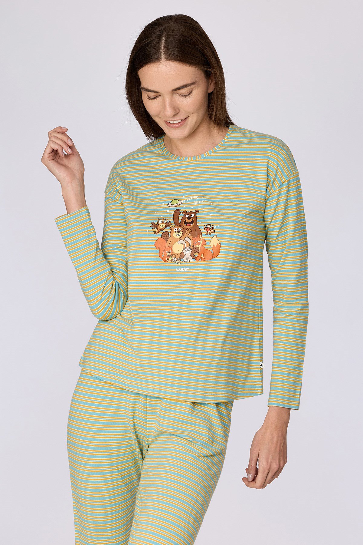 Mavi Çizgili Kadın Pijama