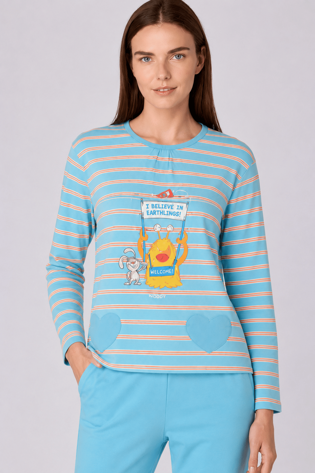 Mavi Çizgili Kadın Pijama