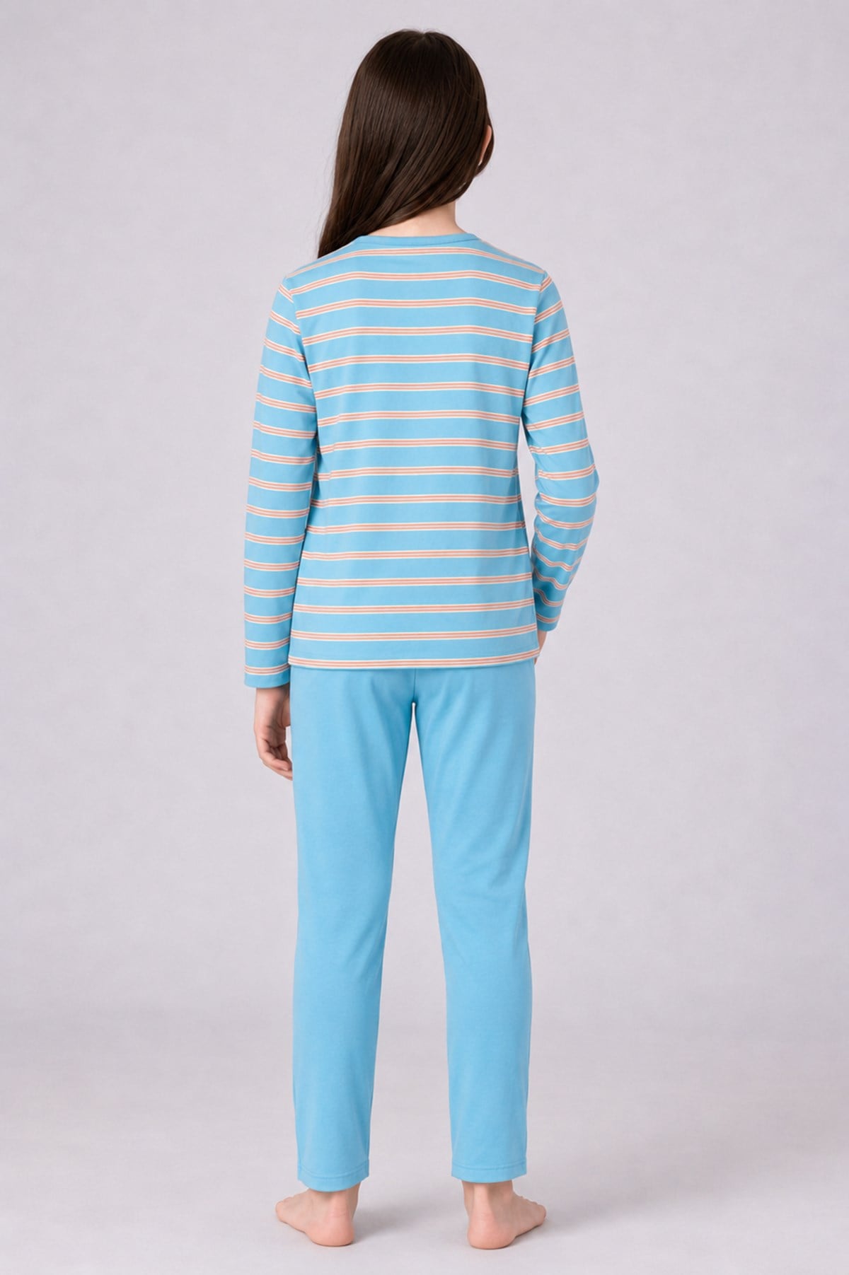 Mavi Çizgili Kız Çocuk Pijama