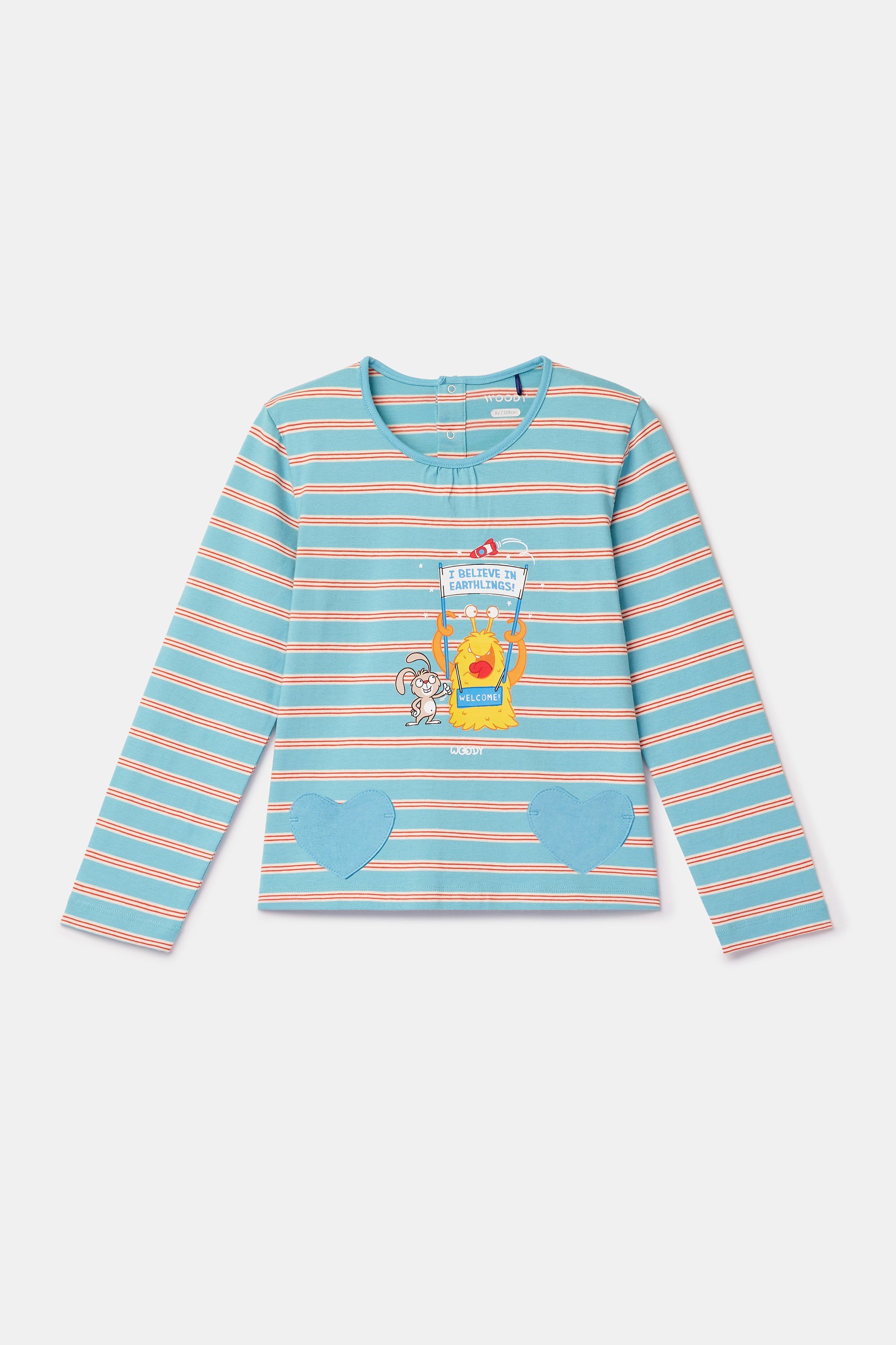 Mavi Çizgili Kız Çocuk Pijama