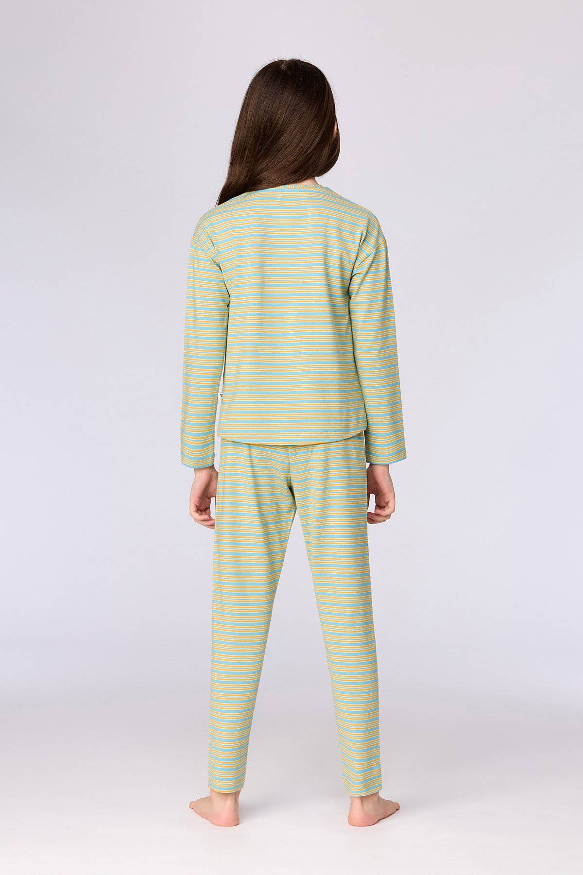 Mavi Çizgili Kız Çocuk Pijama