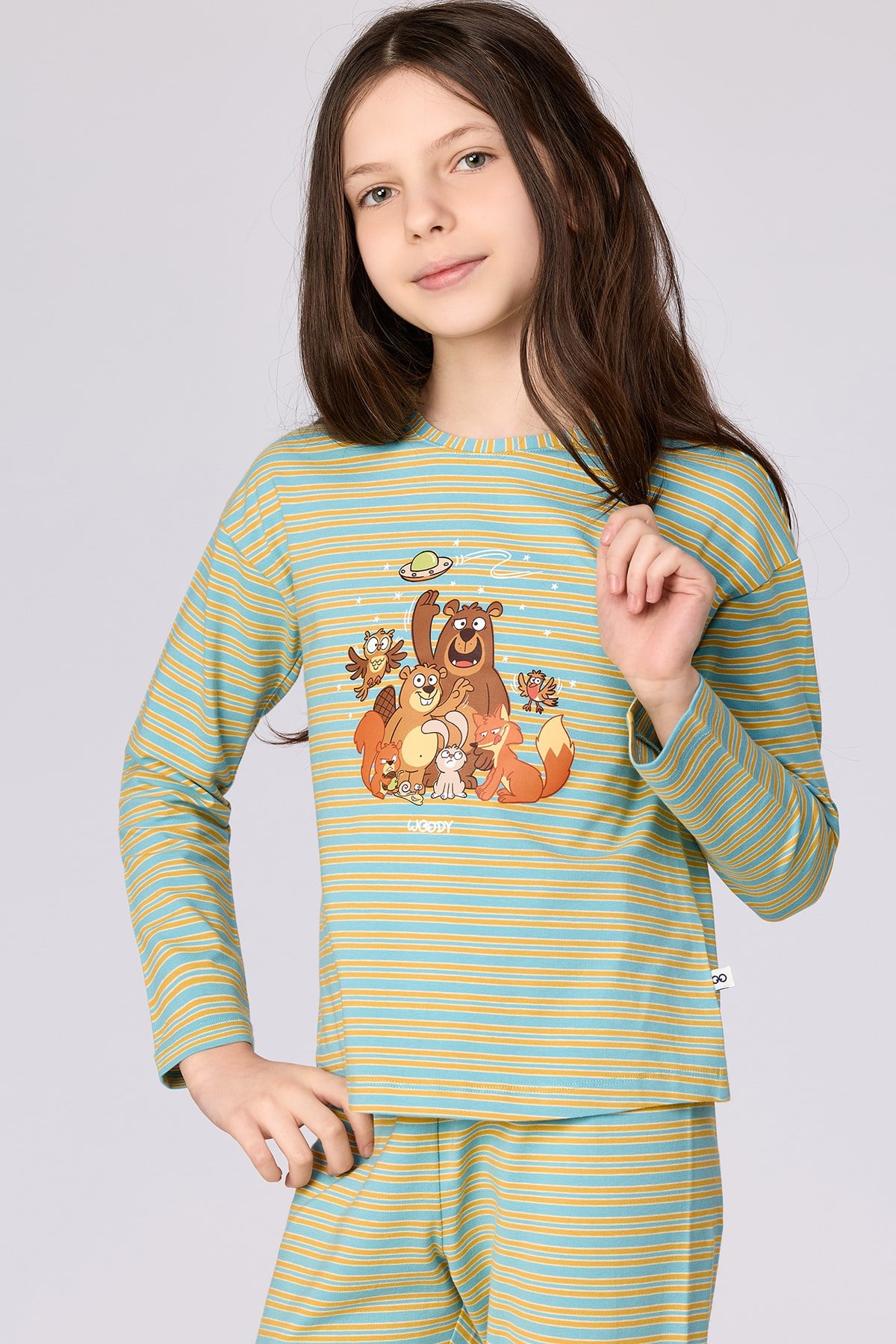 Mavi Çizgili Kız Çocuk Pijama